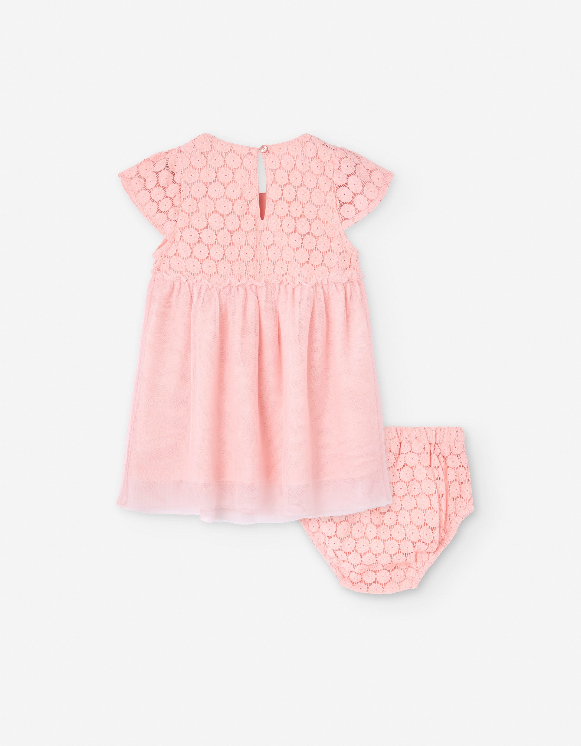 Dipura Lace and Tulle Dress + Bloomers for Baby Girls, Pink