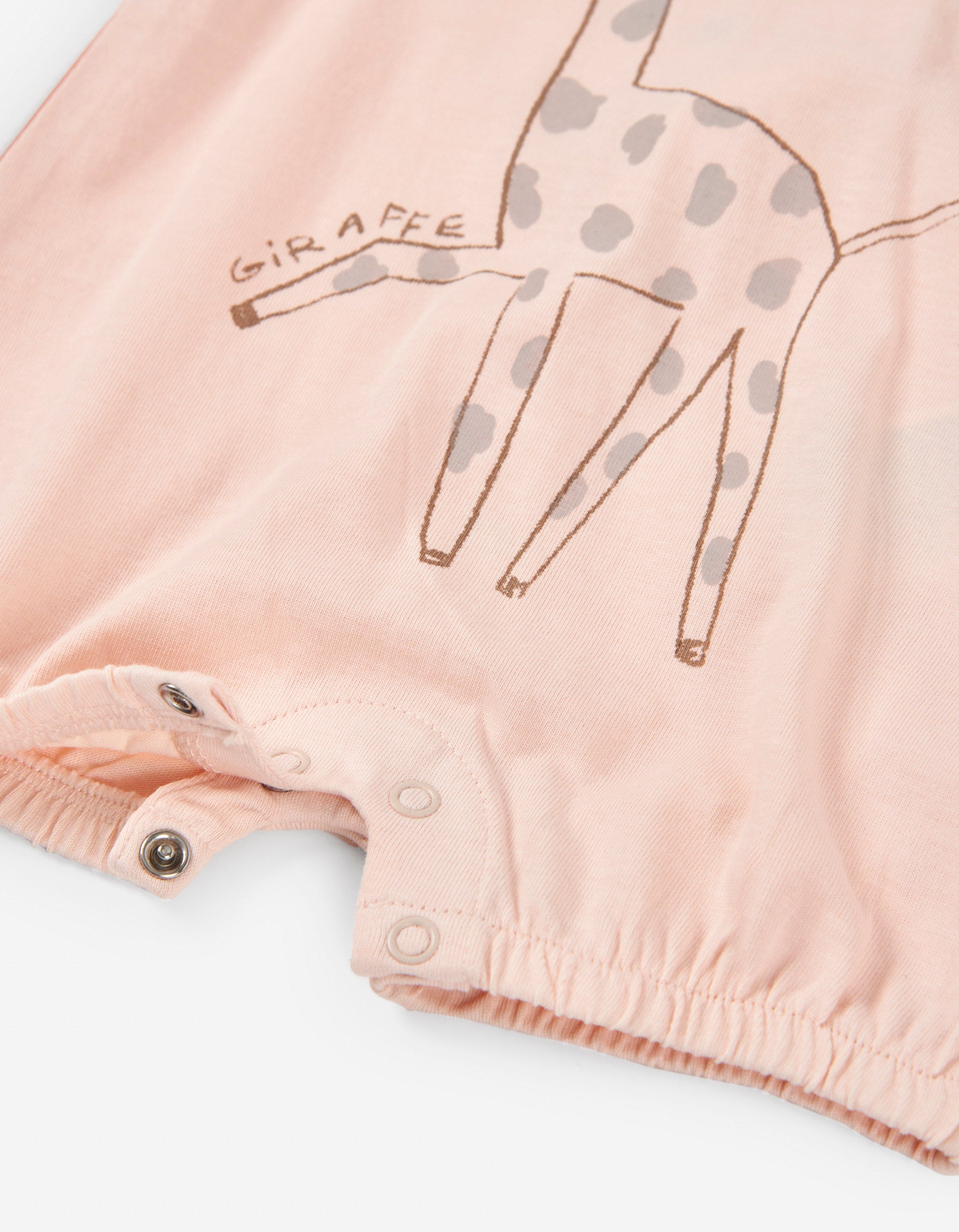 Romper with Prints for Newborn Girls 'Giraffe', Pink