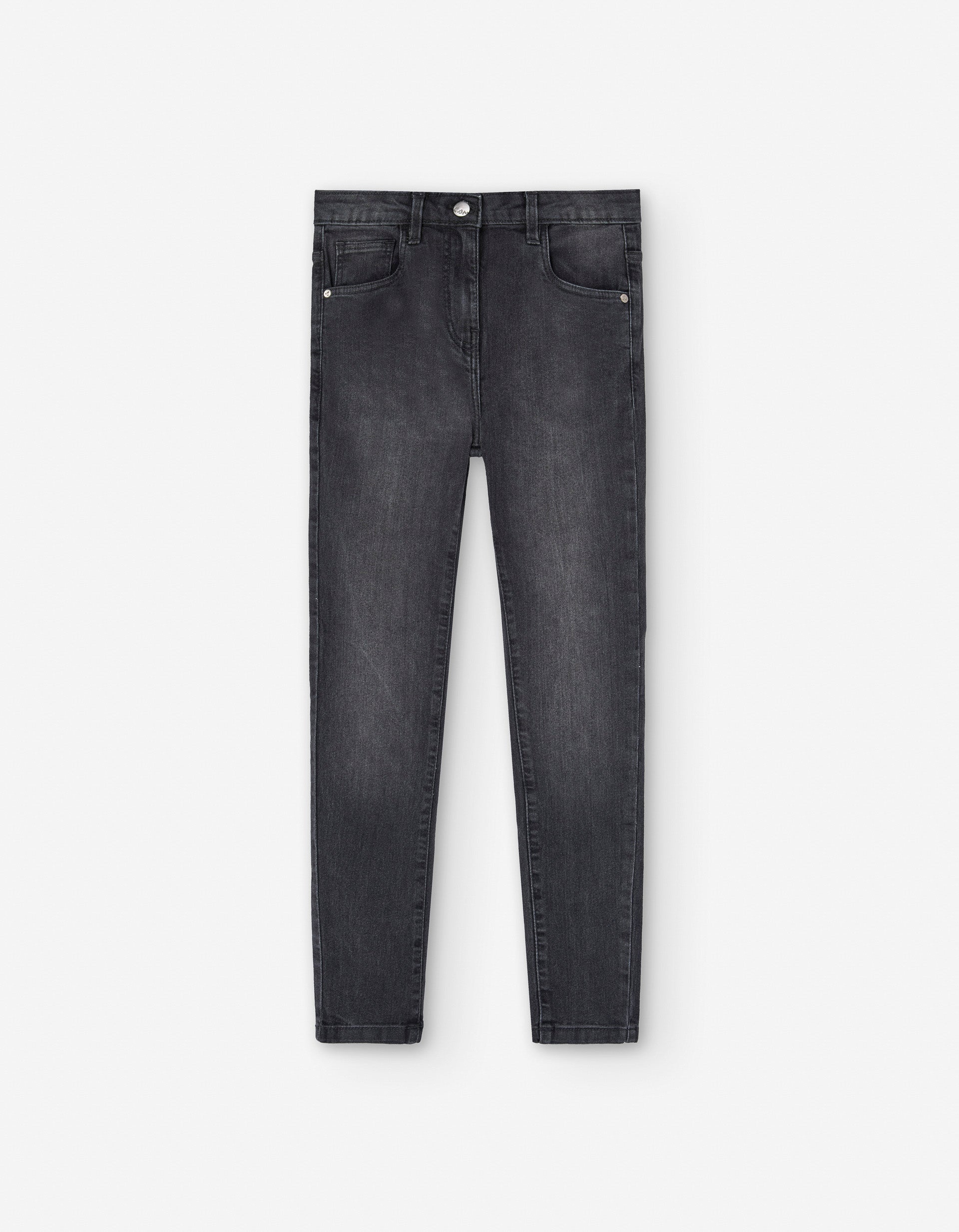 Slim fit jeans with five pockets for girls, dark grey
