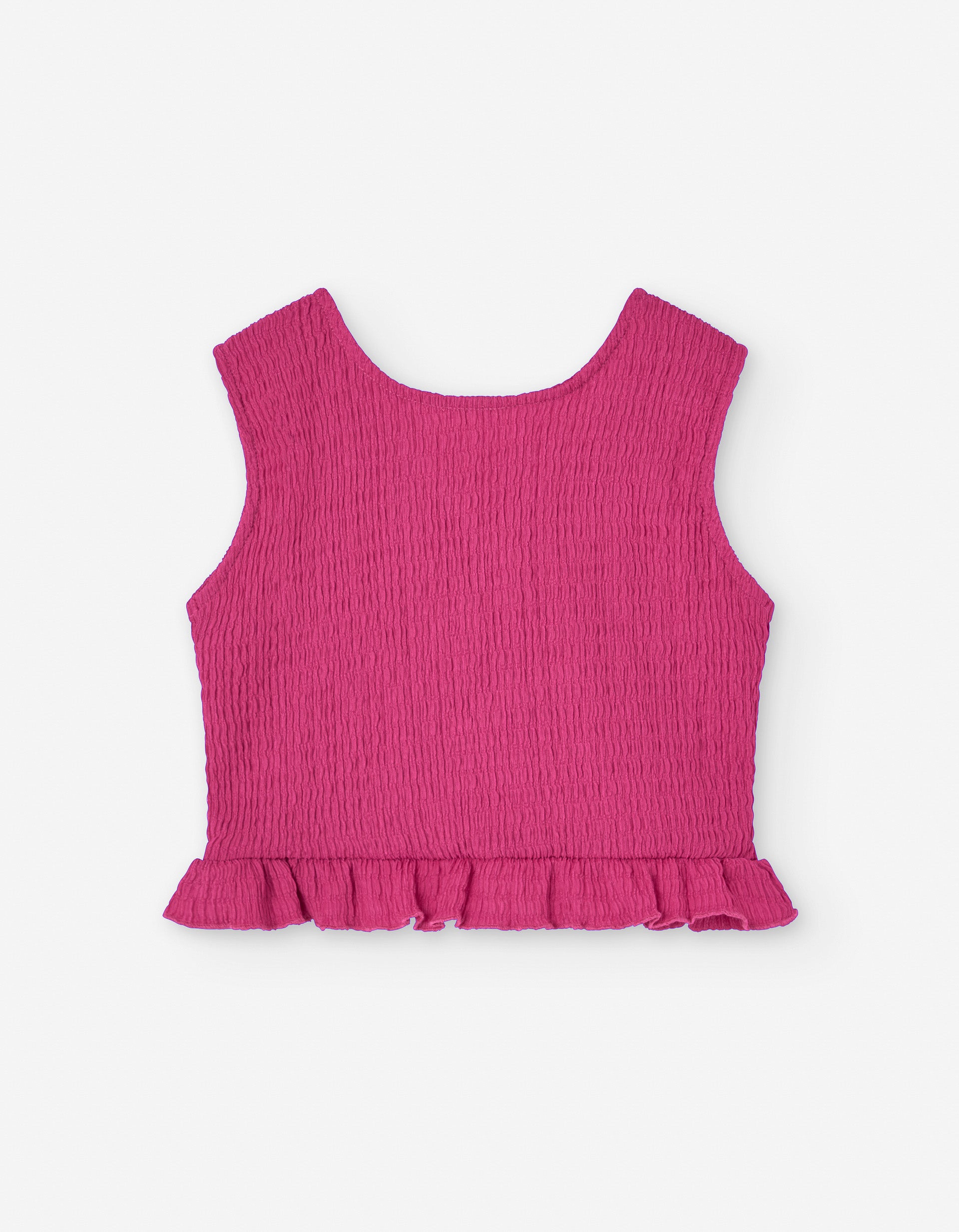 Top avec Texture Froissée et Volants pour Fille, Rose