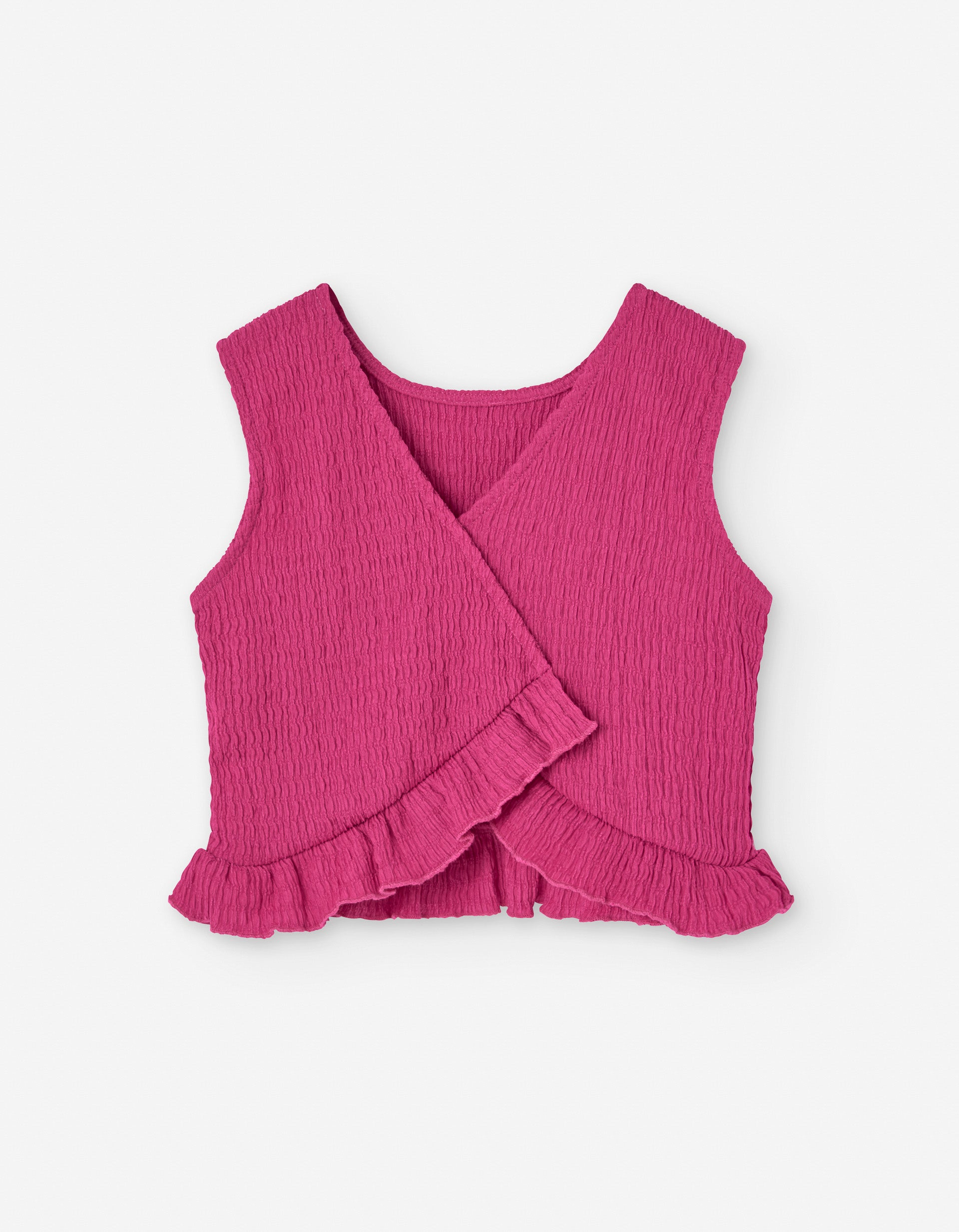 Top avec Texture Froissée et Volants pour Fille, Rose