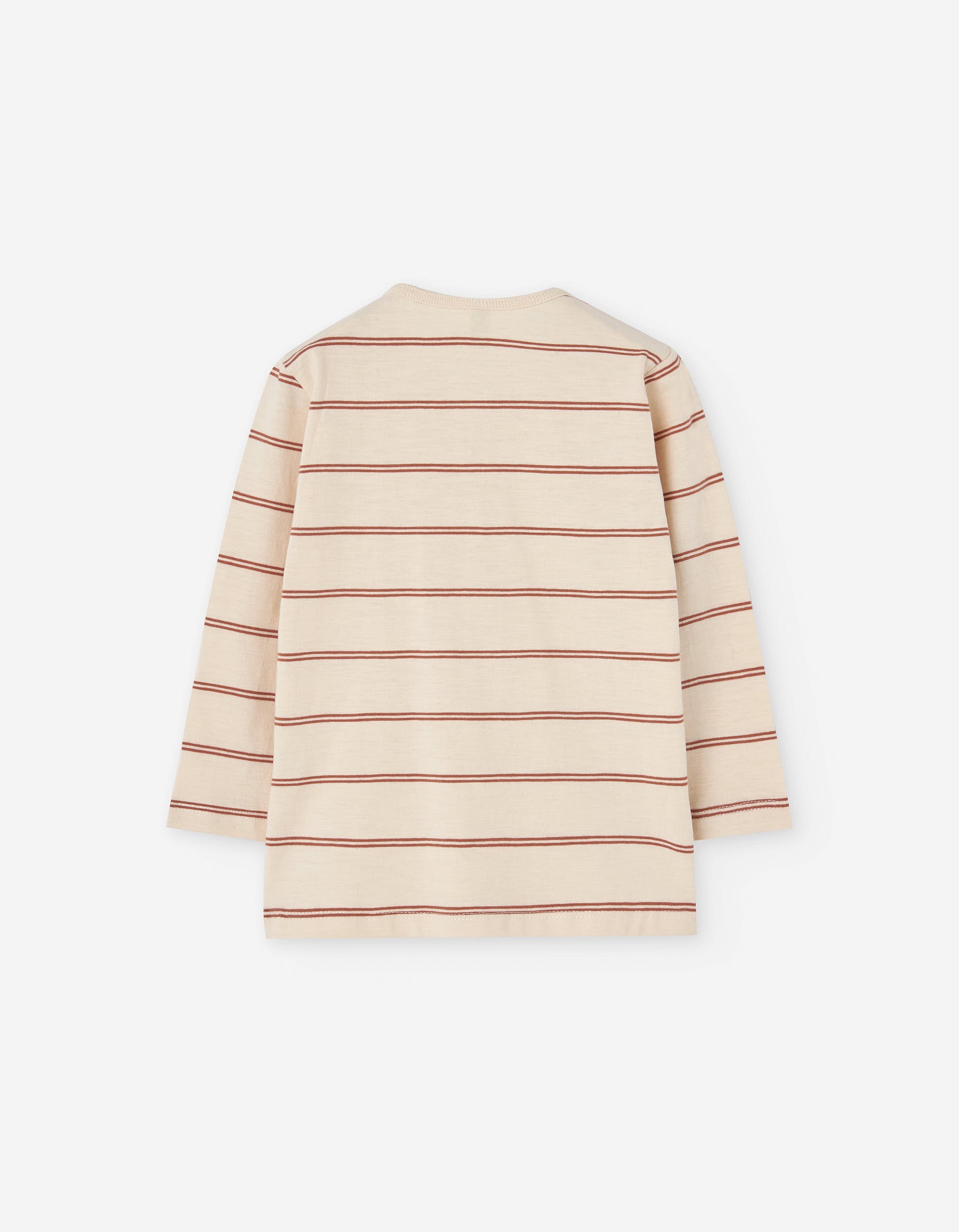 T-shirt de manga comprida de algodão slub para bebé menino, bege/castanho