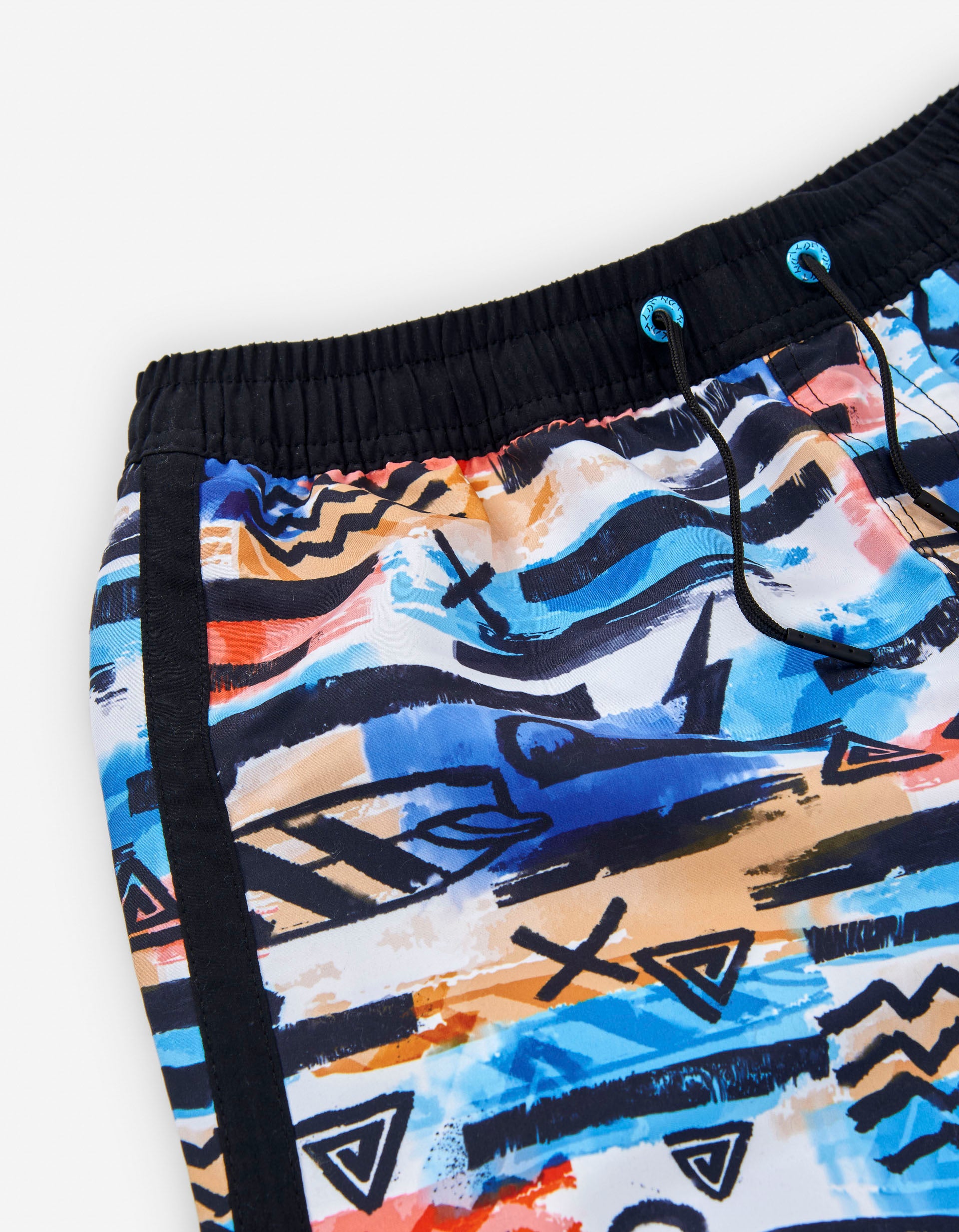 Short de Bain en Microfibre Motif pour Garçon, Noir/Bleu