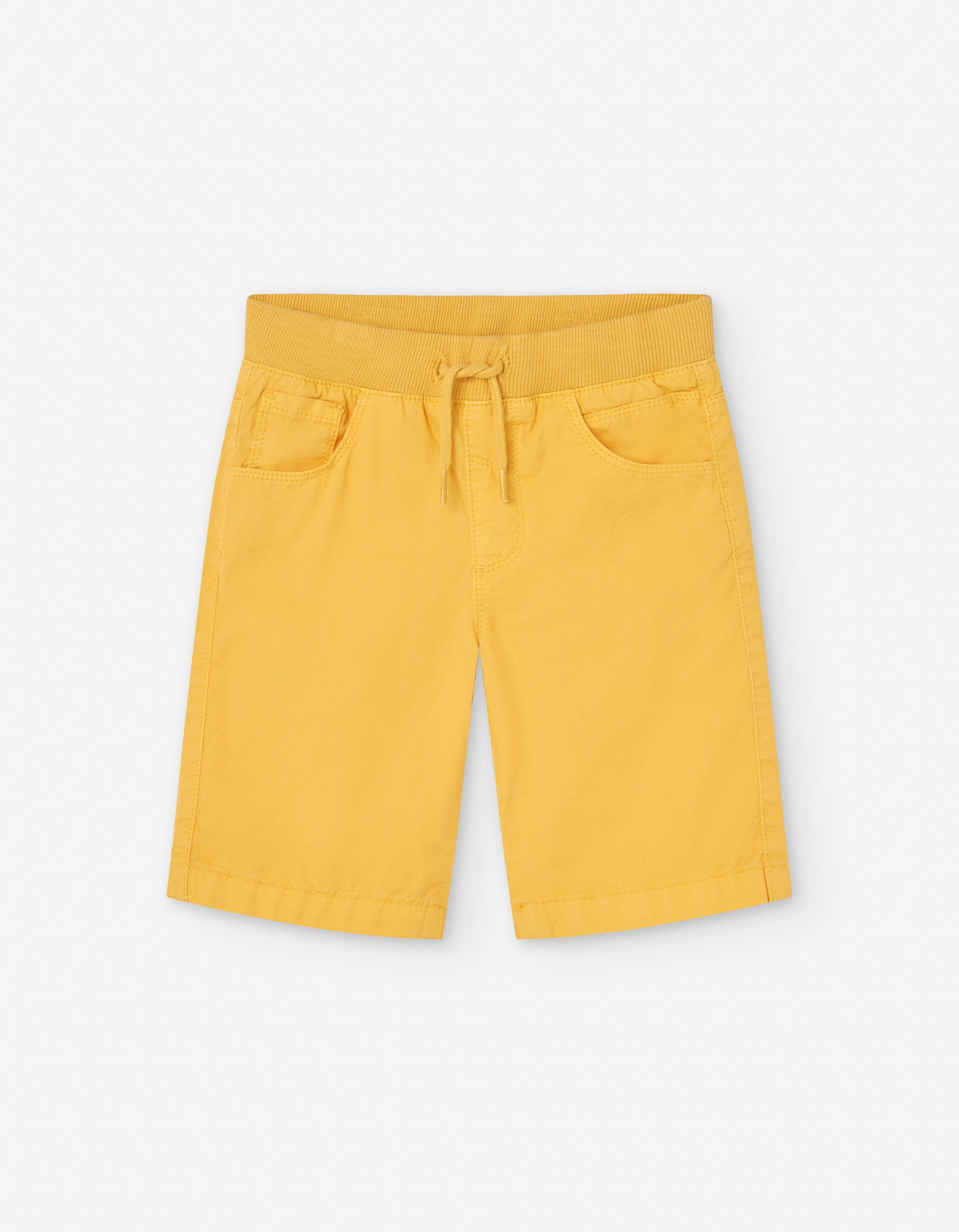 Short en Sergé avec Taille Côtelée pour Garçon, Jaune