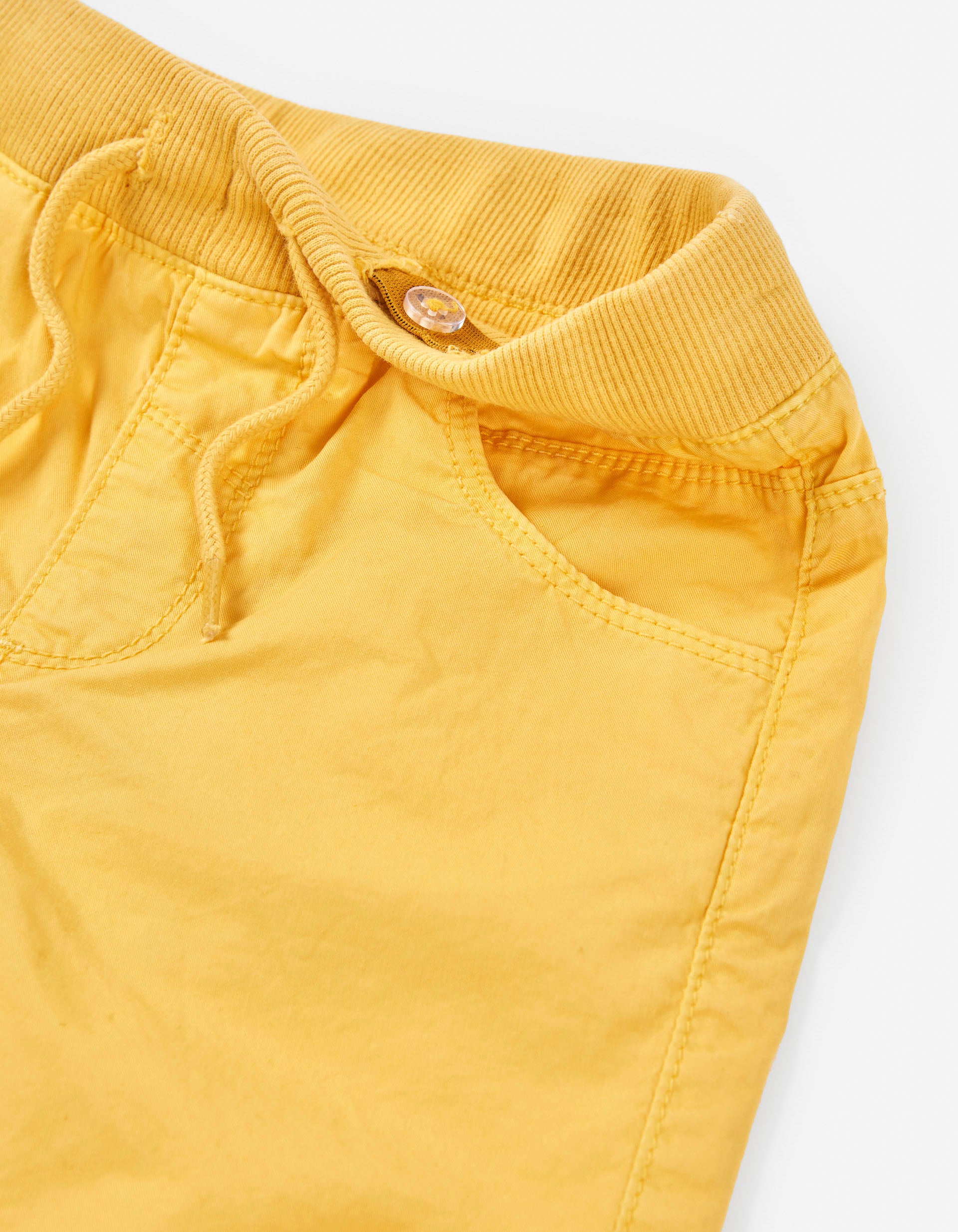 Short en Sergé avec Taille Côtelée pour Garçon, Jaune