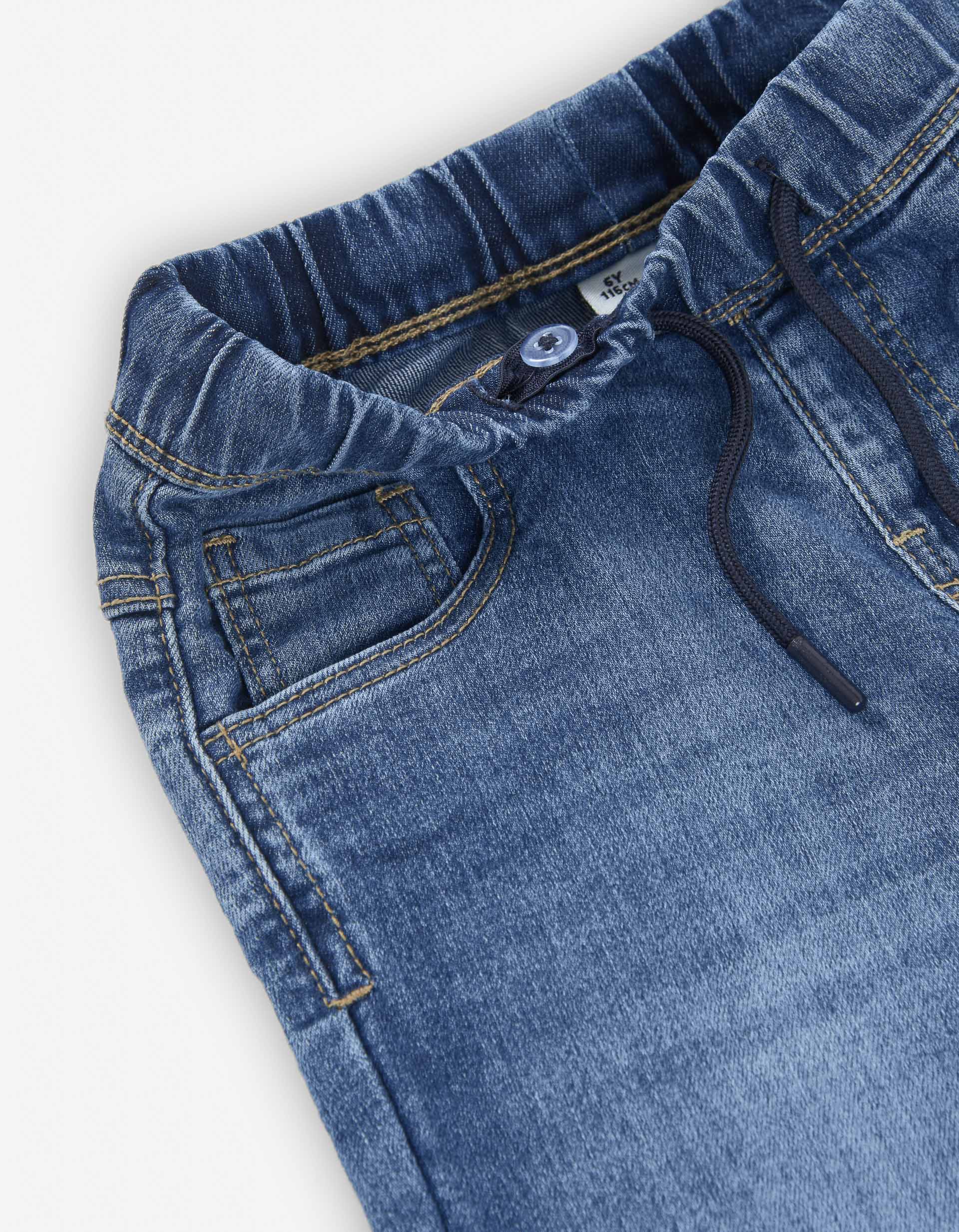 Regular fit denim trousers with drawstring for boys, blue