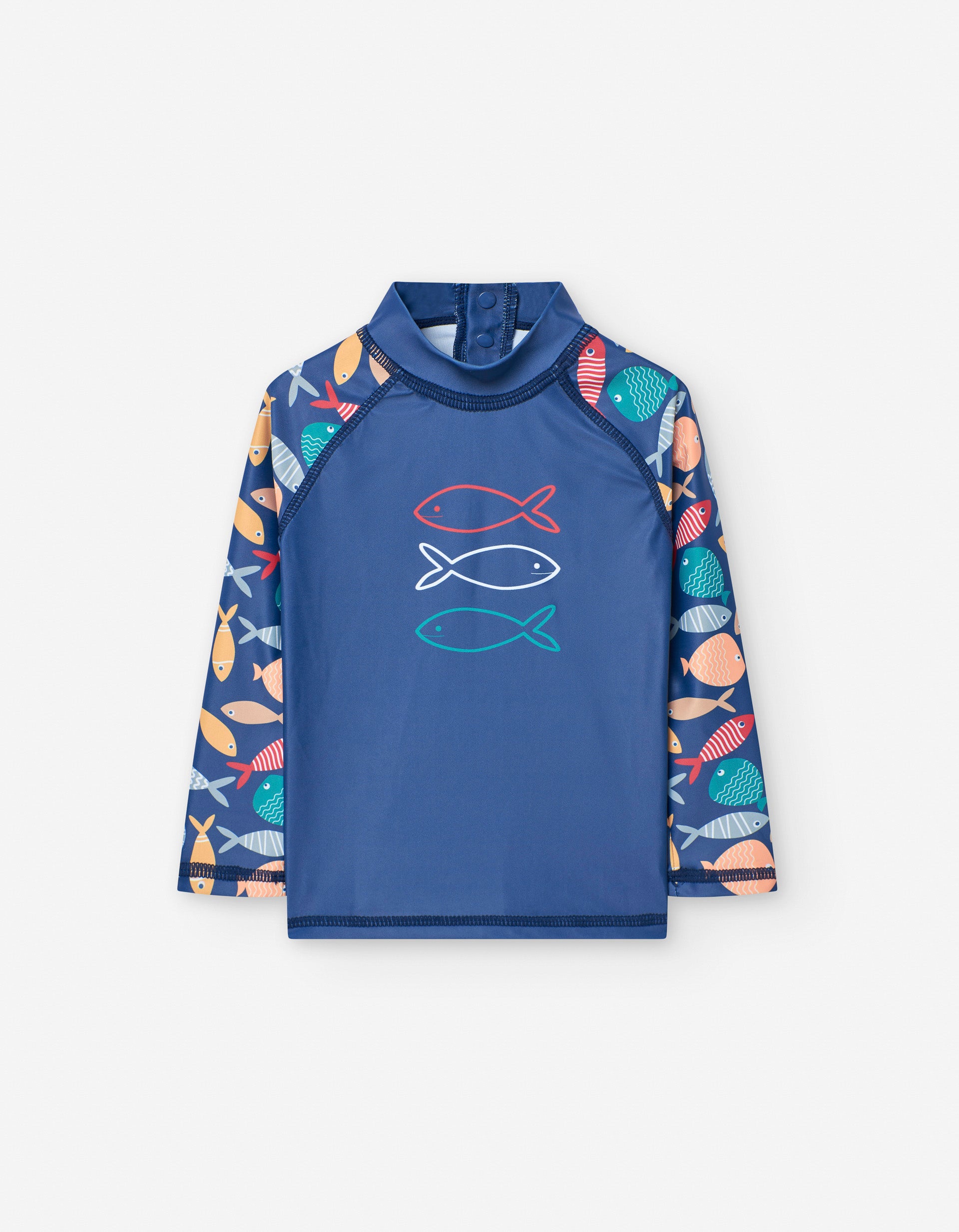 Swim T-shirt with Printed Fish for Baby Boys, Blue