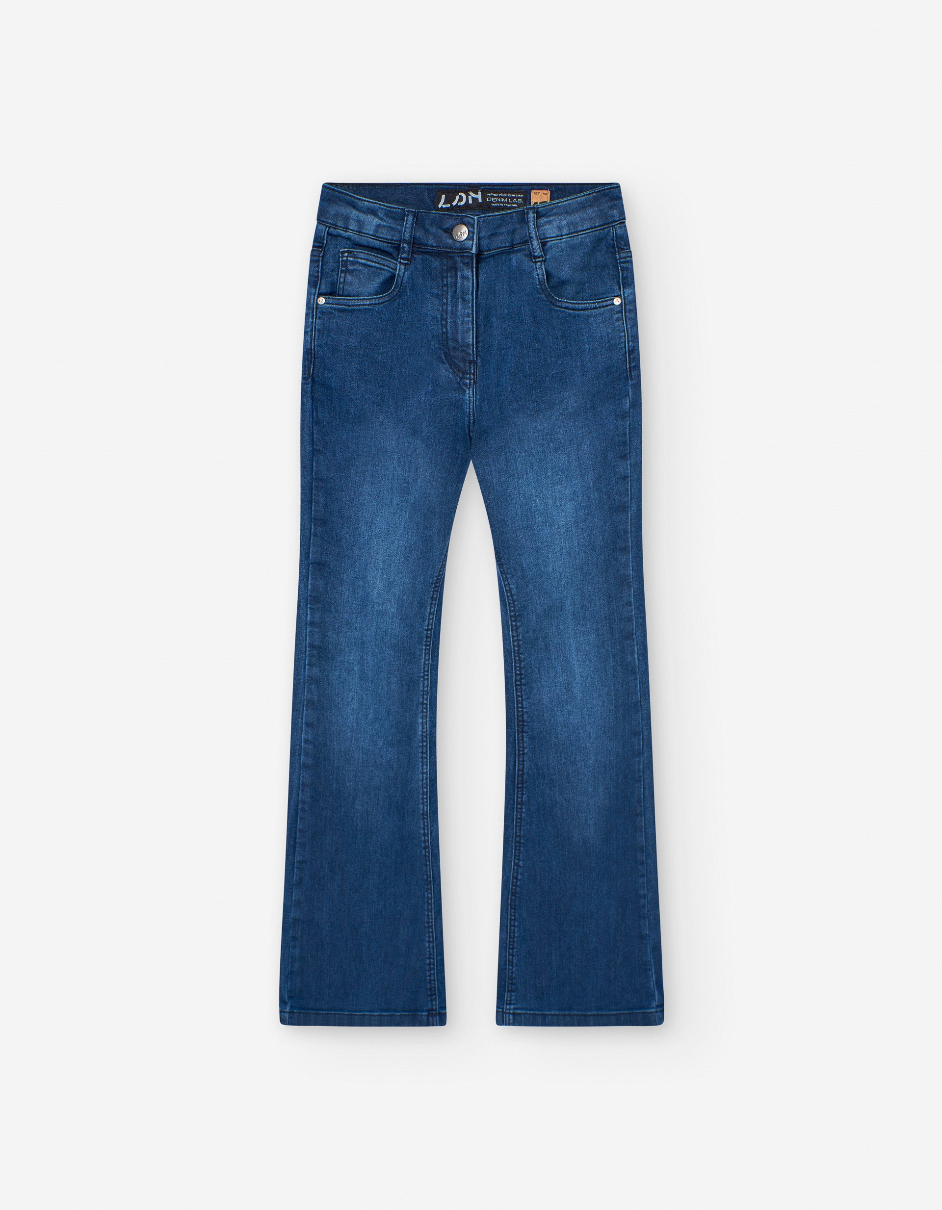 Flared jeans with five pockets for girls, blue