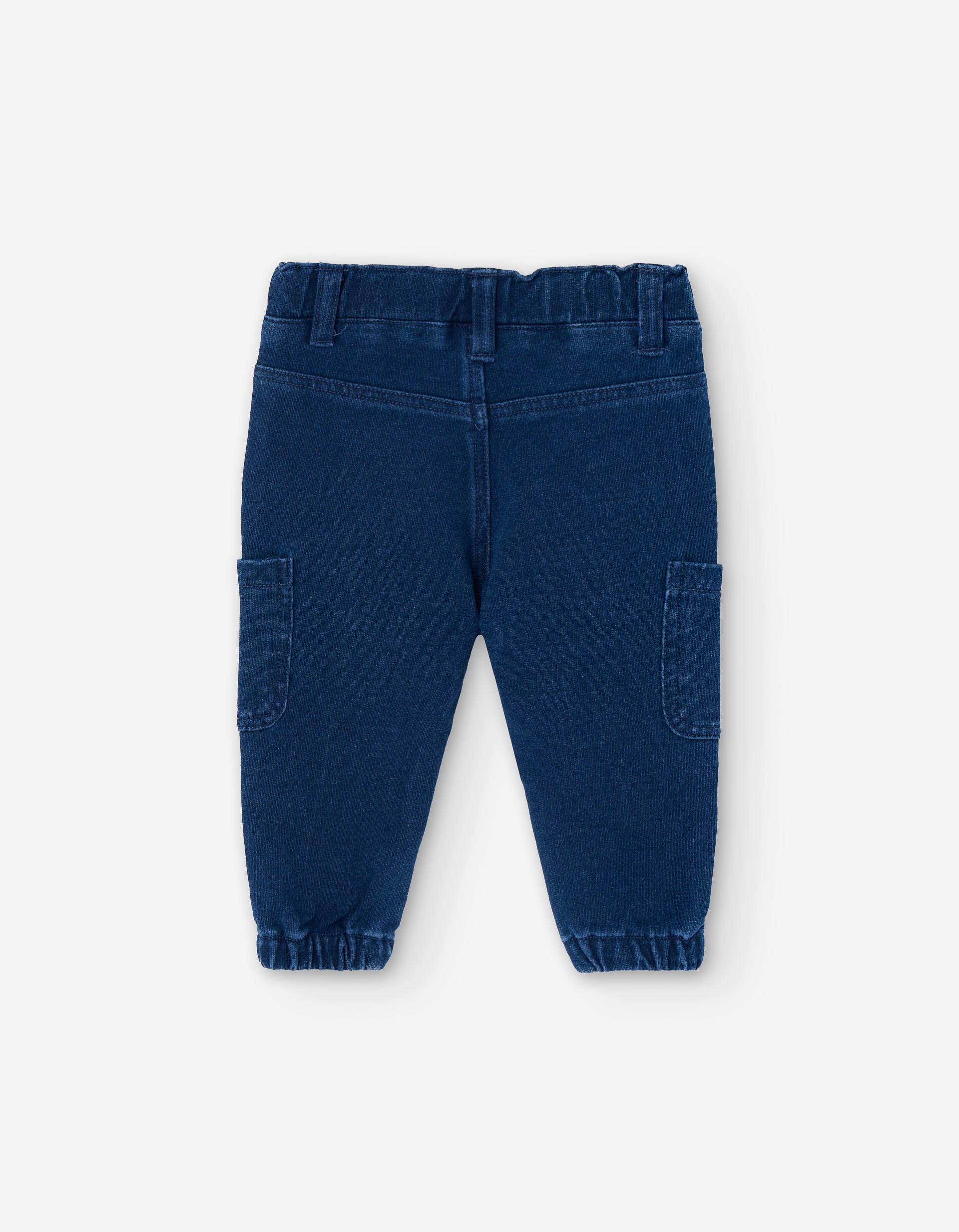 Denim cargo trousers for baby boys, blue