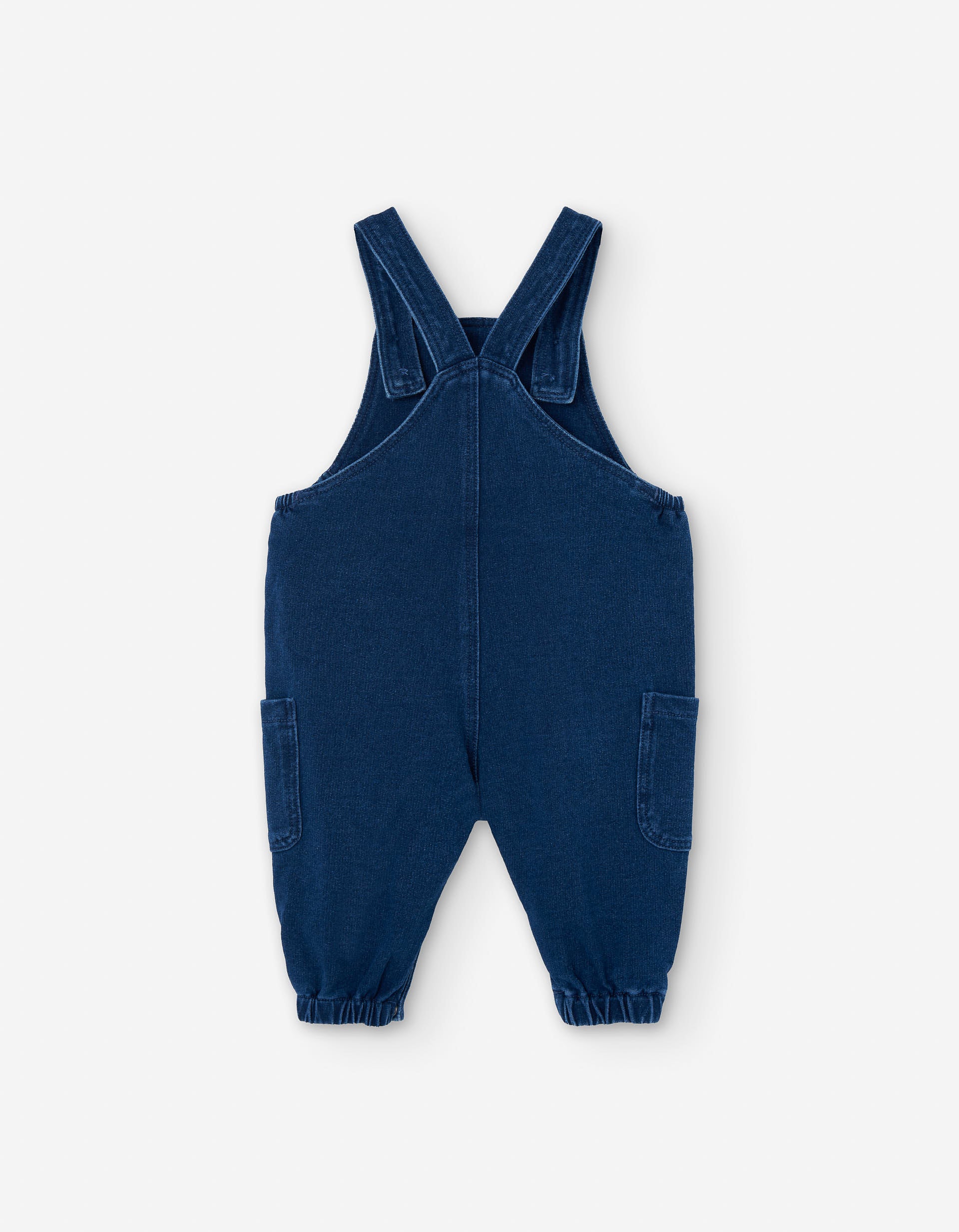 Denim dungarees with side pockets for baby boys, blue