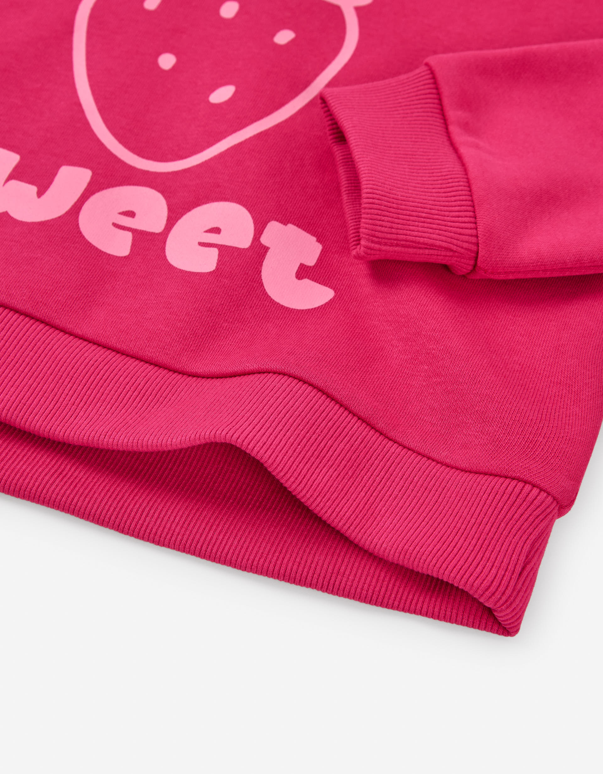 Sudadera perchada con capucha y estampado de fresa para niña, rosa
