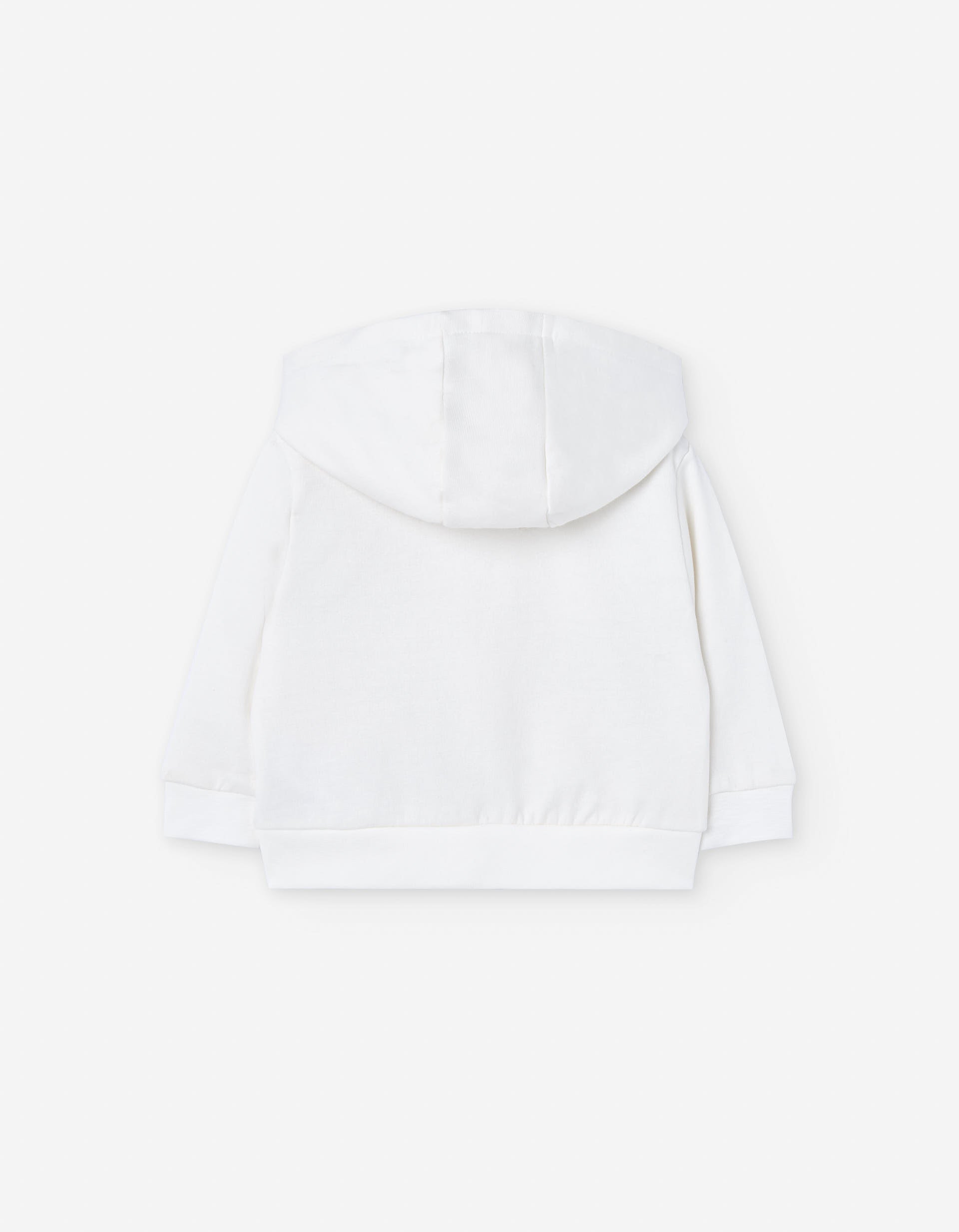 Brushed cotton jacket with hood and print for baby boys, white