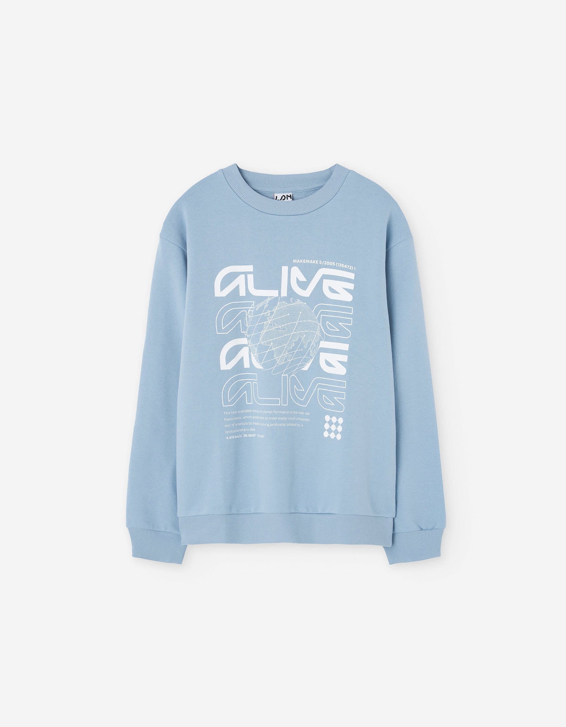 Brushed sweatshirt with Alive print for boys, light blue