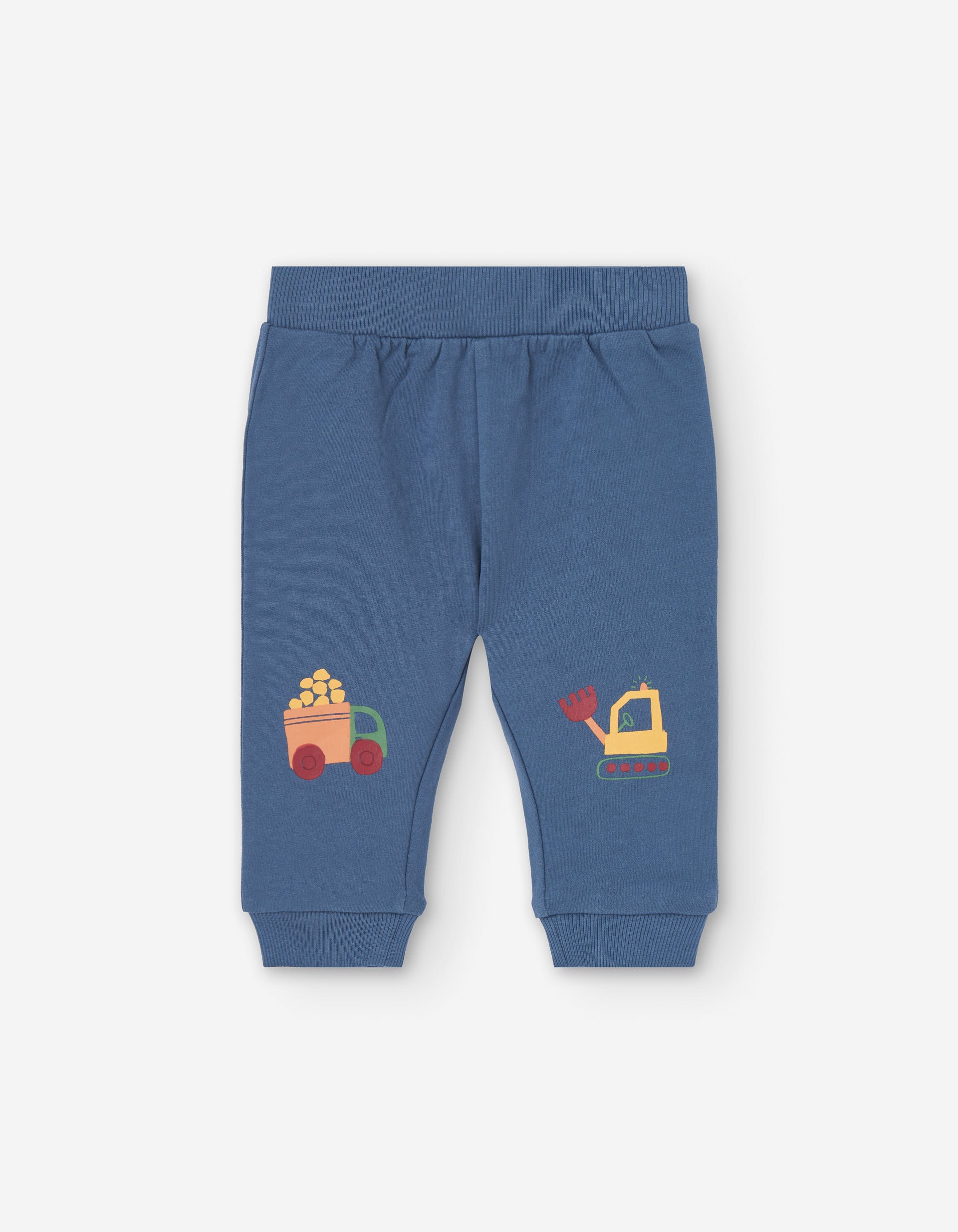 Brushed joggers with vehicles print for baby boys, blue