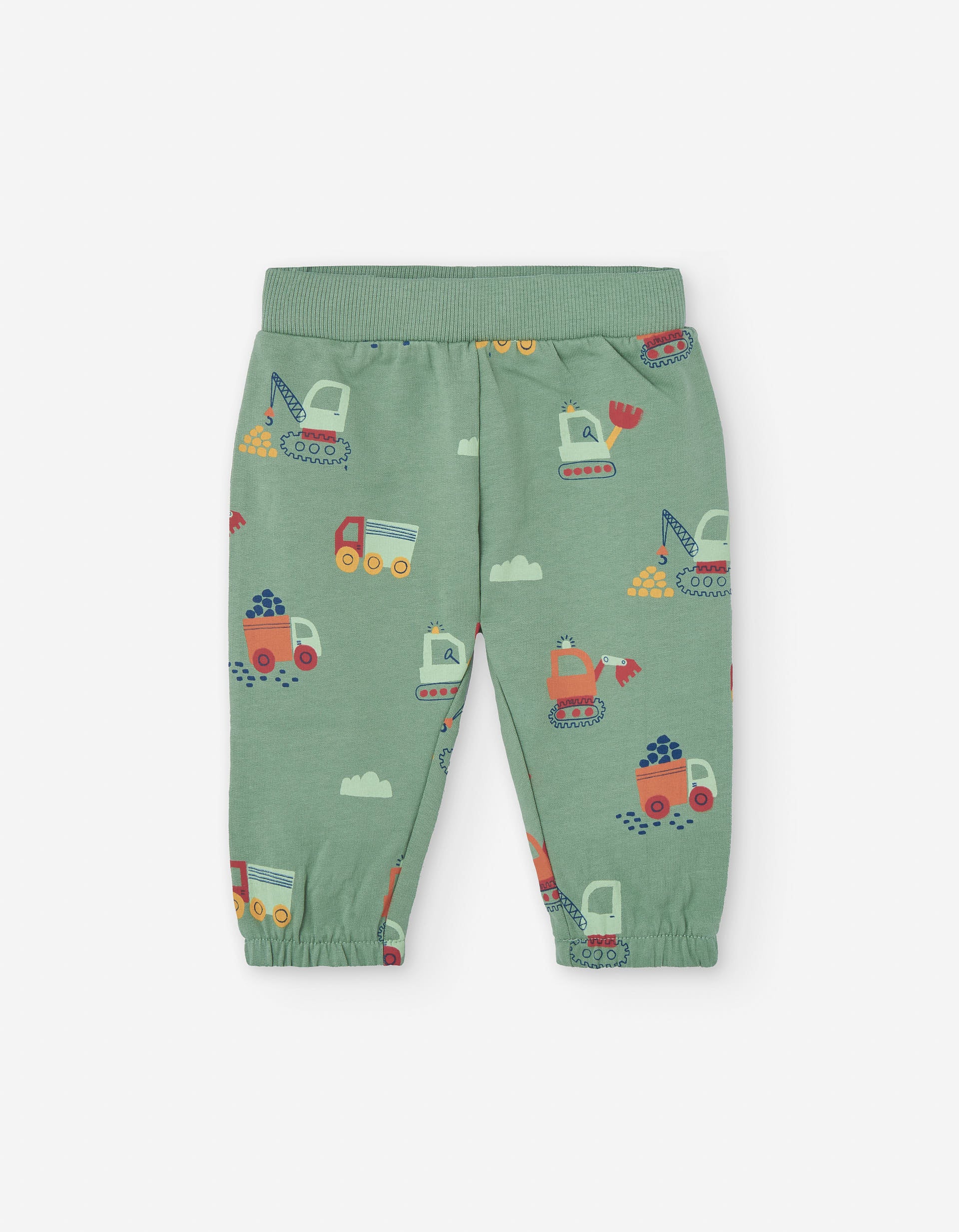 Brushed joggers with vehicles motif for baby boys, green