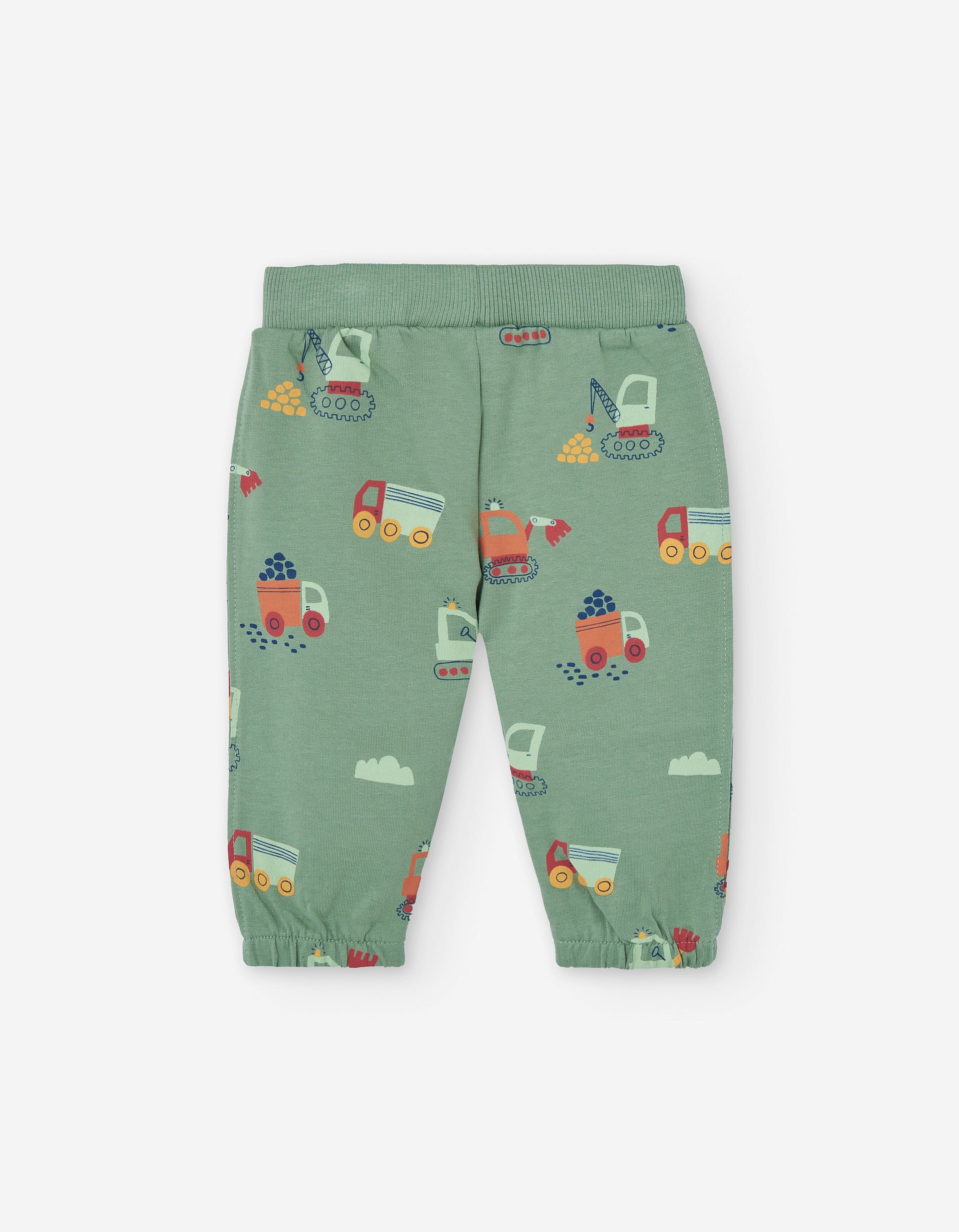Brushed joggers with vehicles motif for baby boys, green