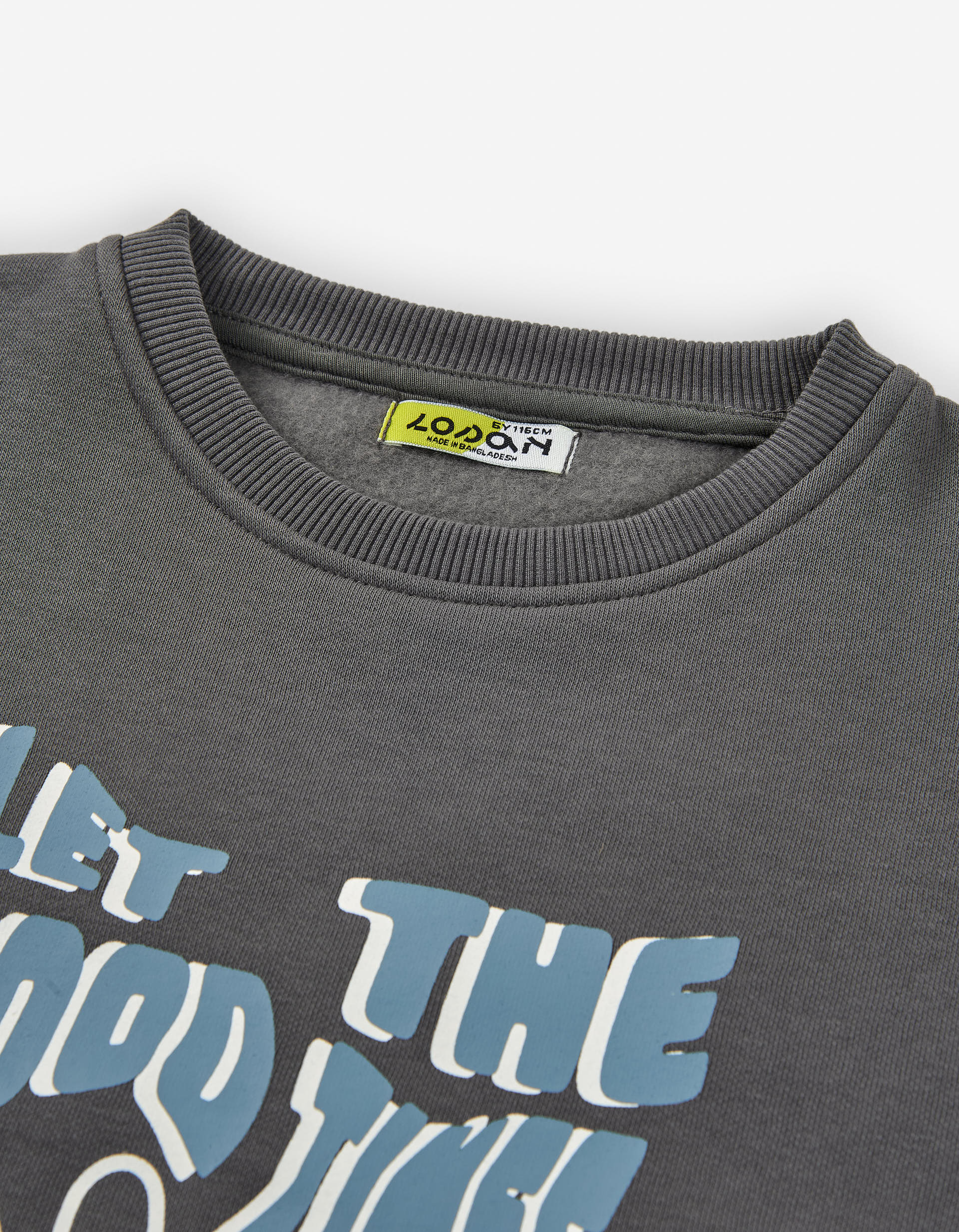 Sweat cardada com estampado frontal para menino, cinza-escuro