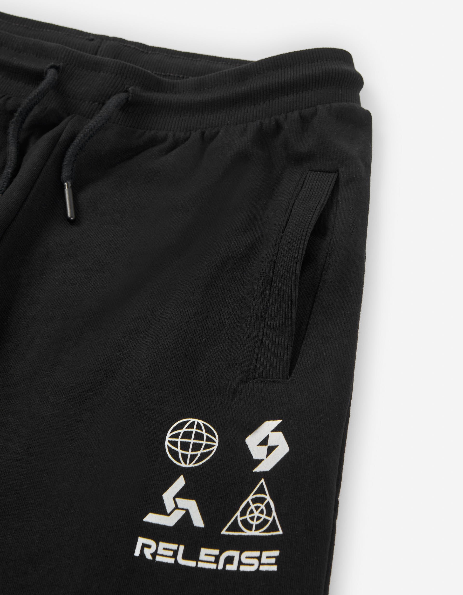 Brushed slim fit joggers with print for boys, black