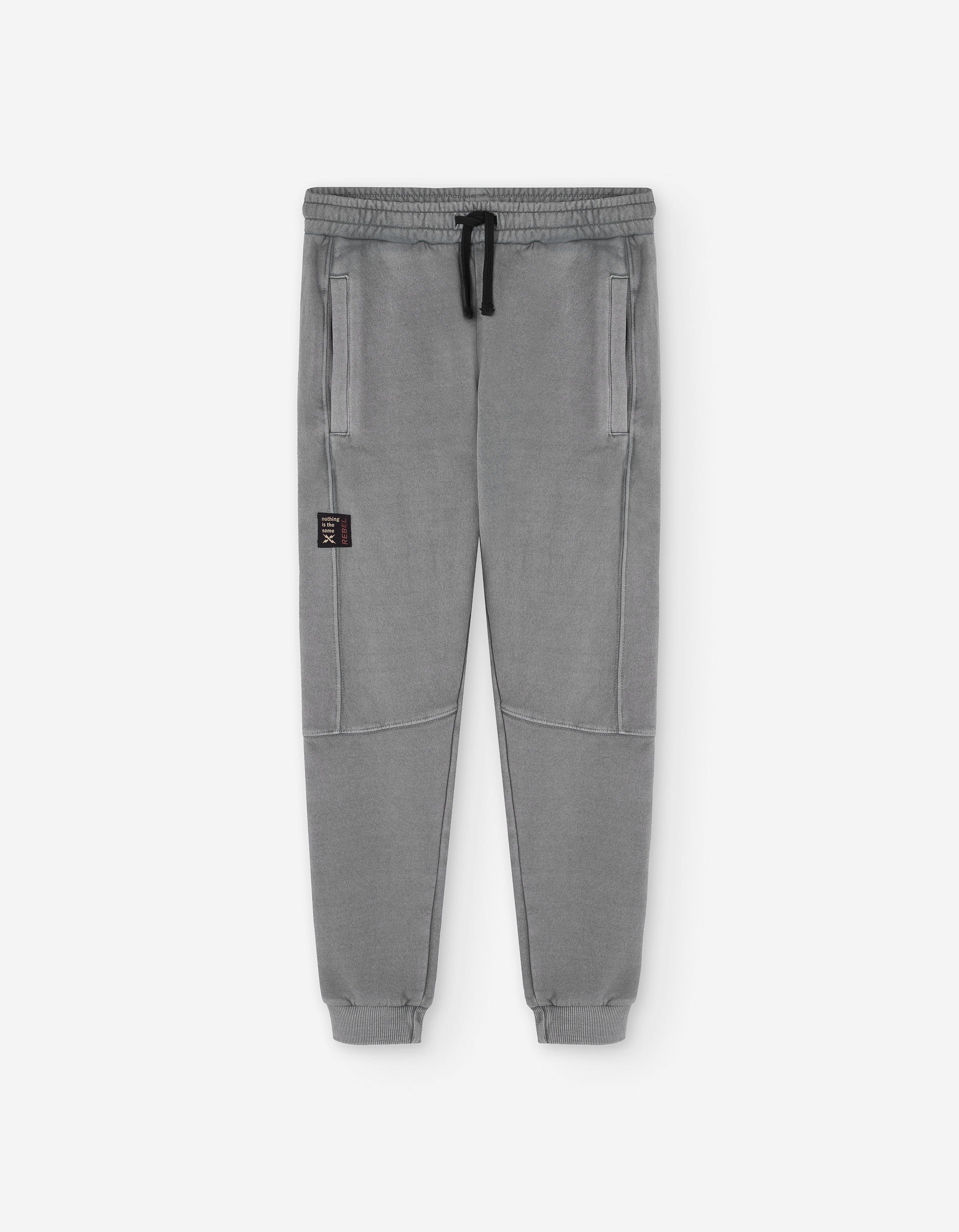 Brushed joggers with drawstring and three pockets for boys, grey