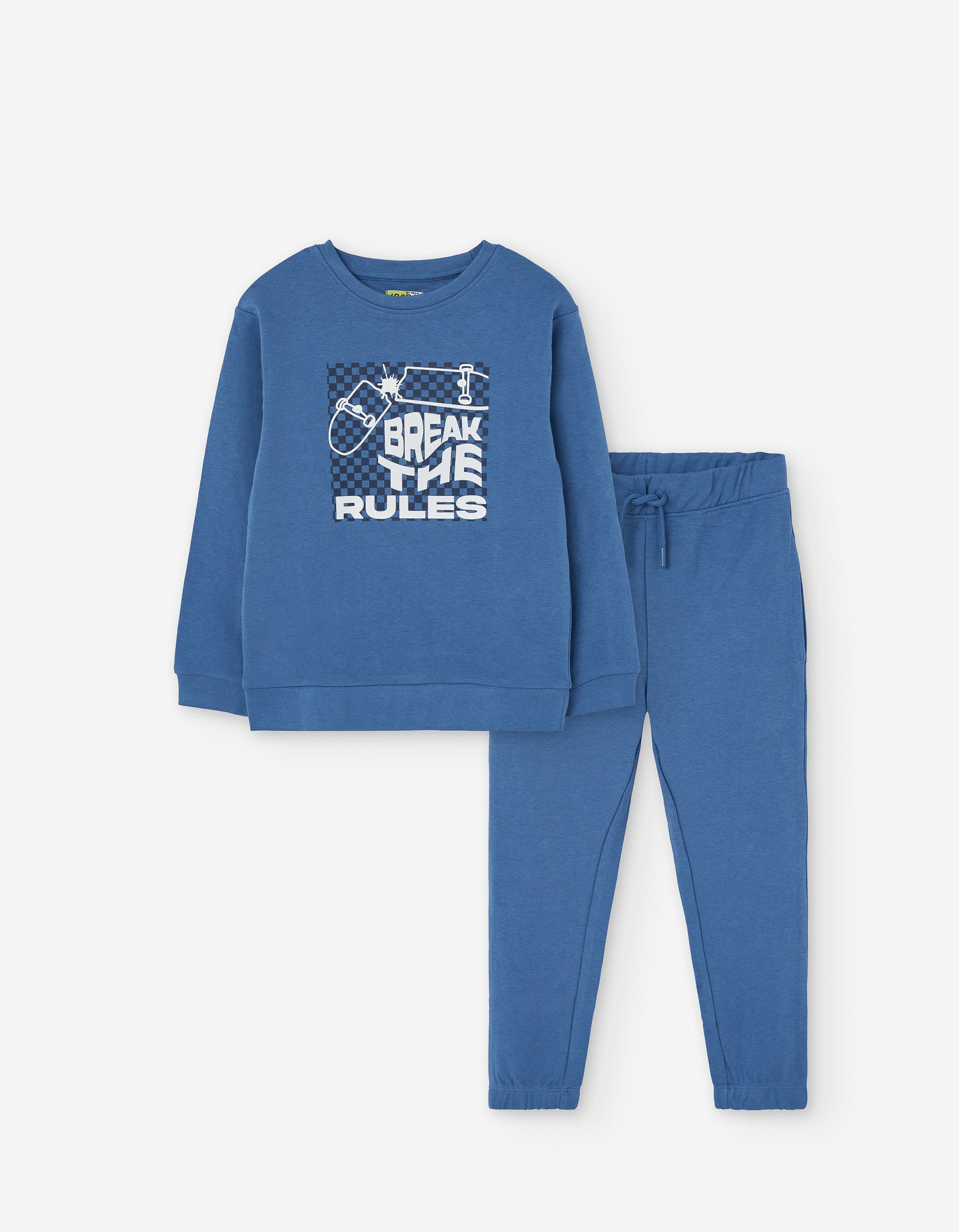 Sweat com estampado skate + joggers para menino, azul