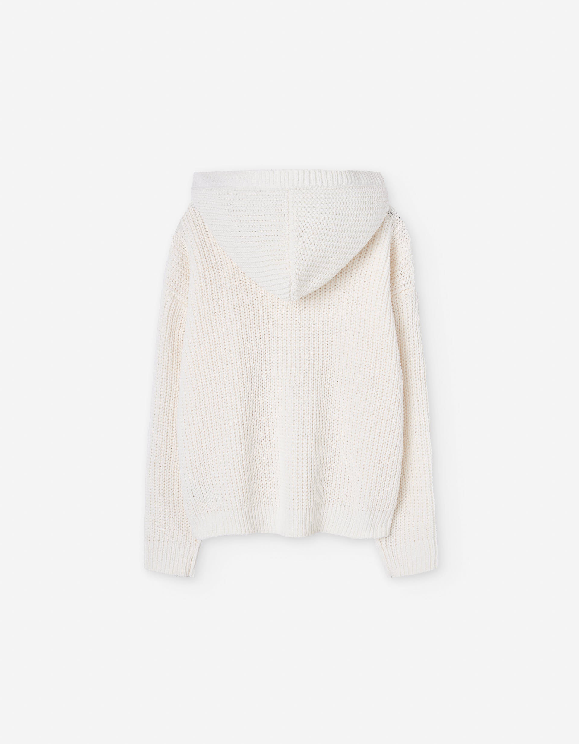 Chenille knit jumper with hood for girls, white