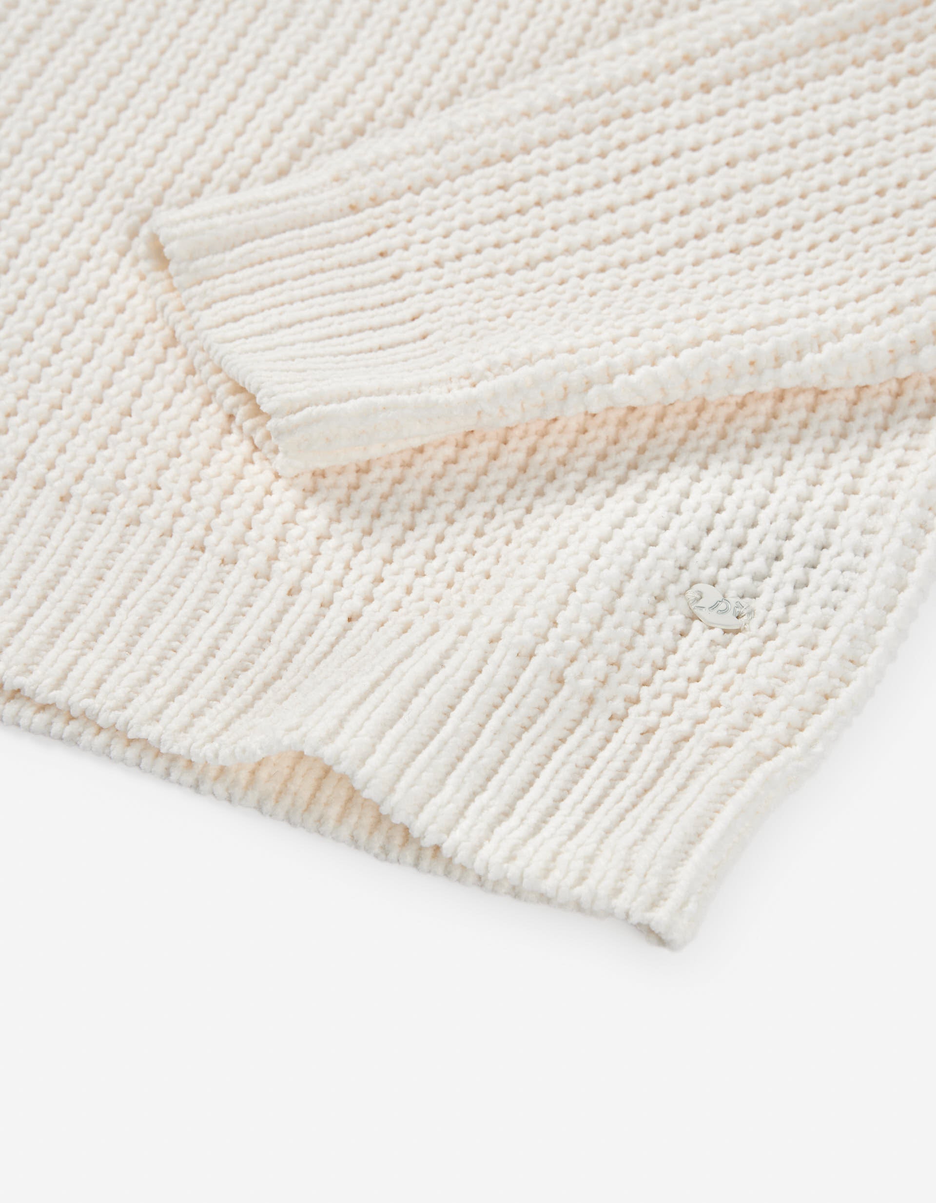 Chenille knit jumper with hood for girls, white