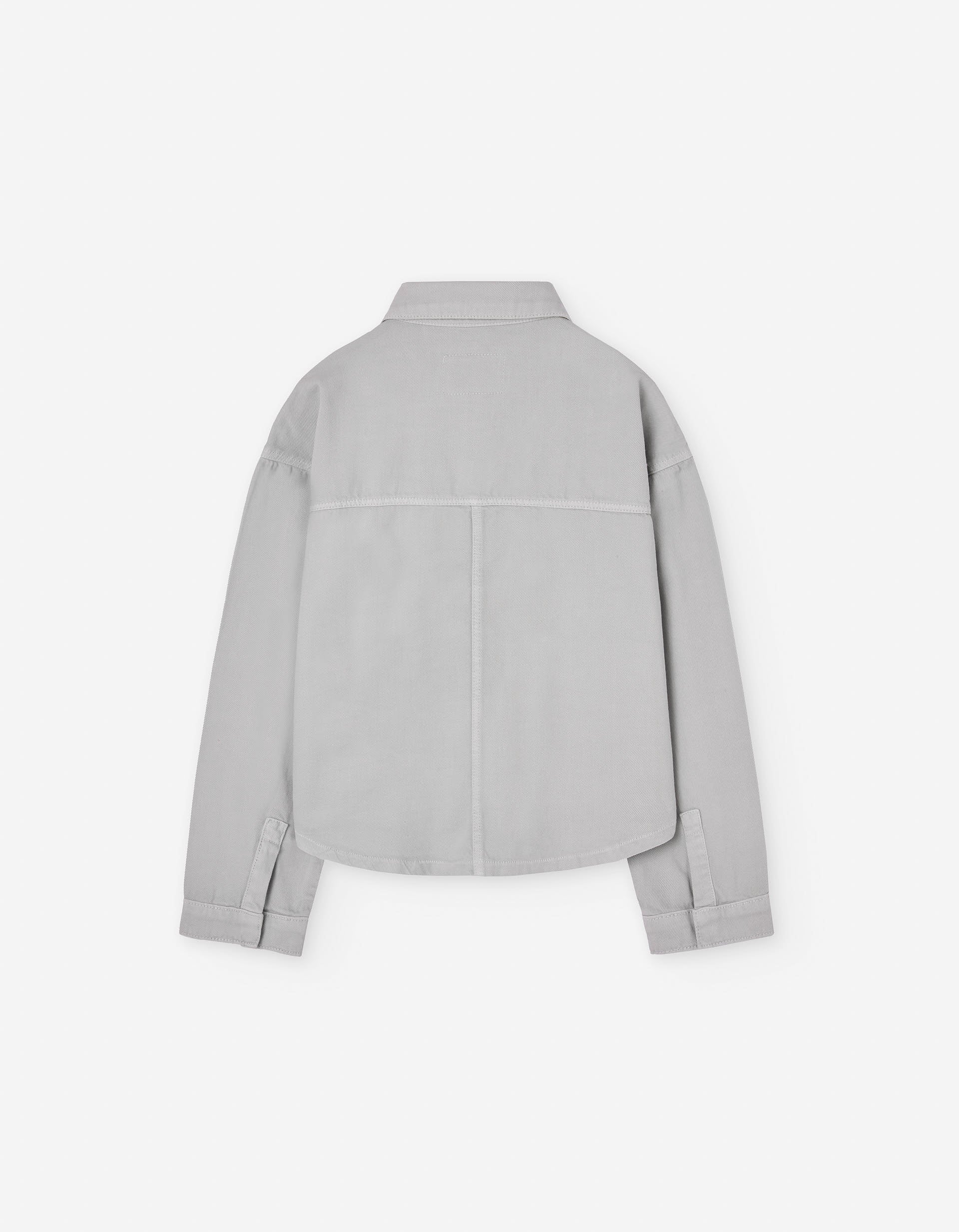 Long sleeve twill overshirt with front pockets for girls, light beige