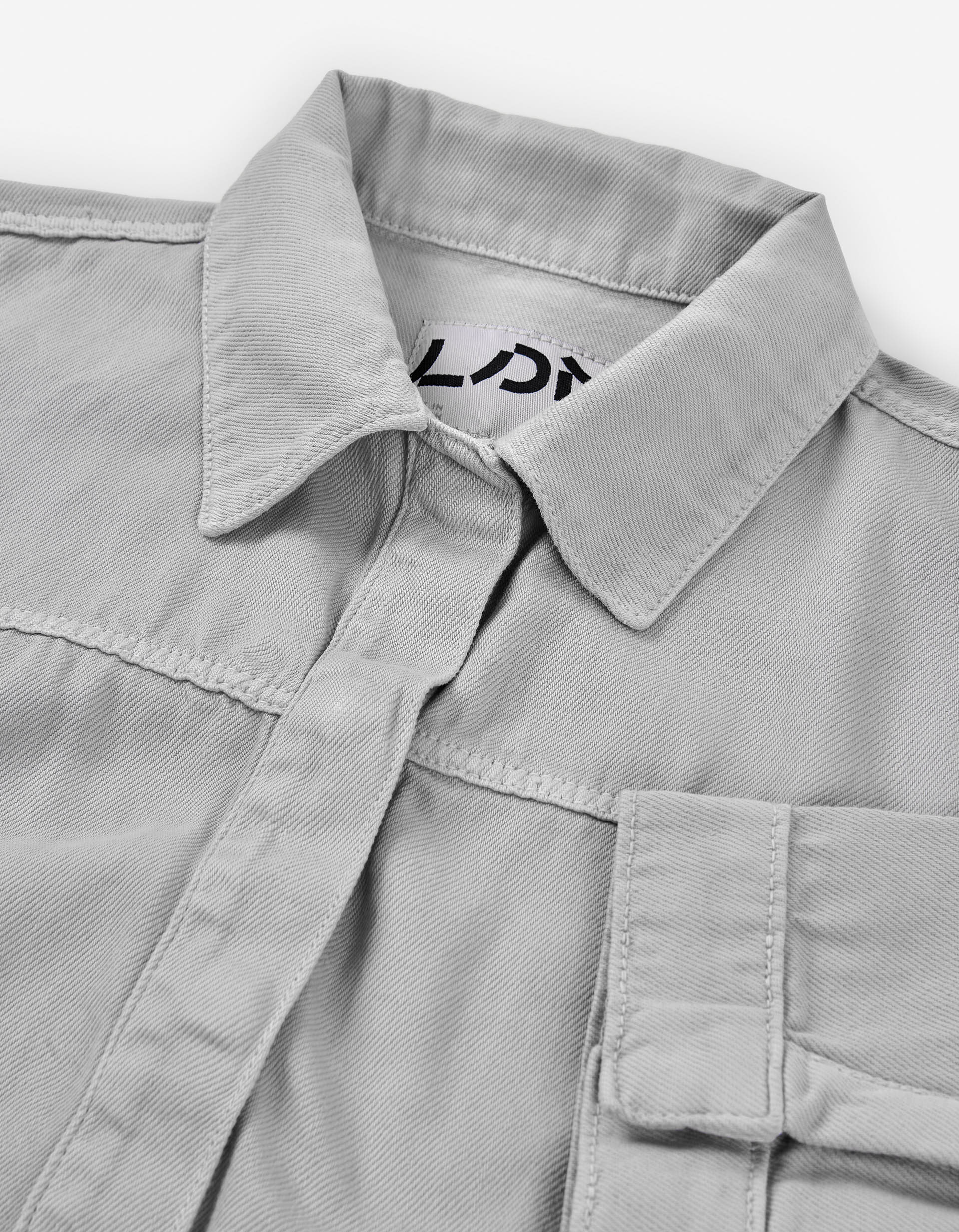 Long sleeve twill overshirt with front pockets for girls, light beige