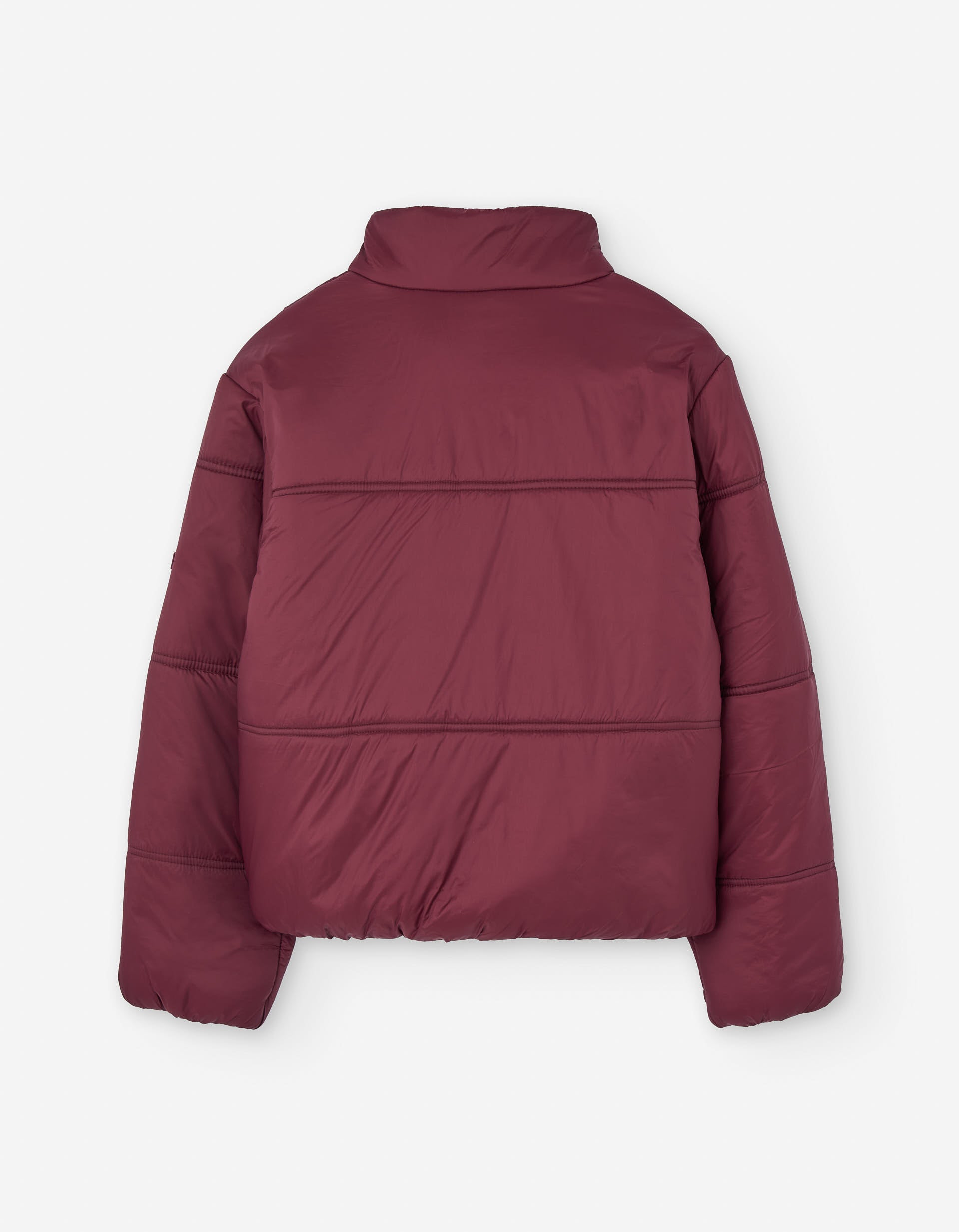 Puffer jacket with pockets for girls, dark red