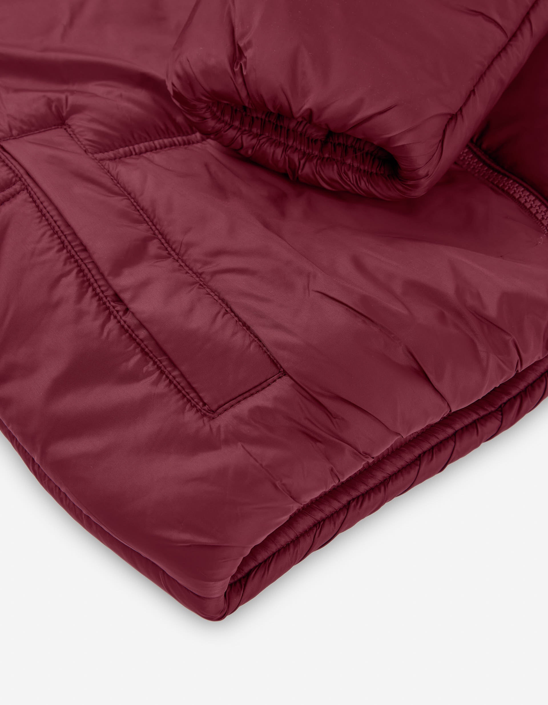 Puffer jacket with pockets for girls, dark red