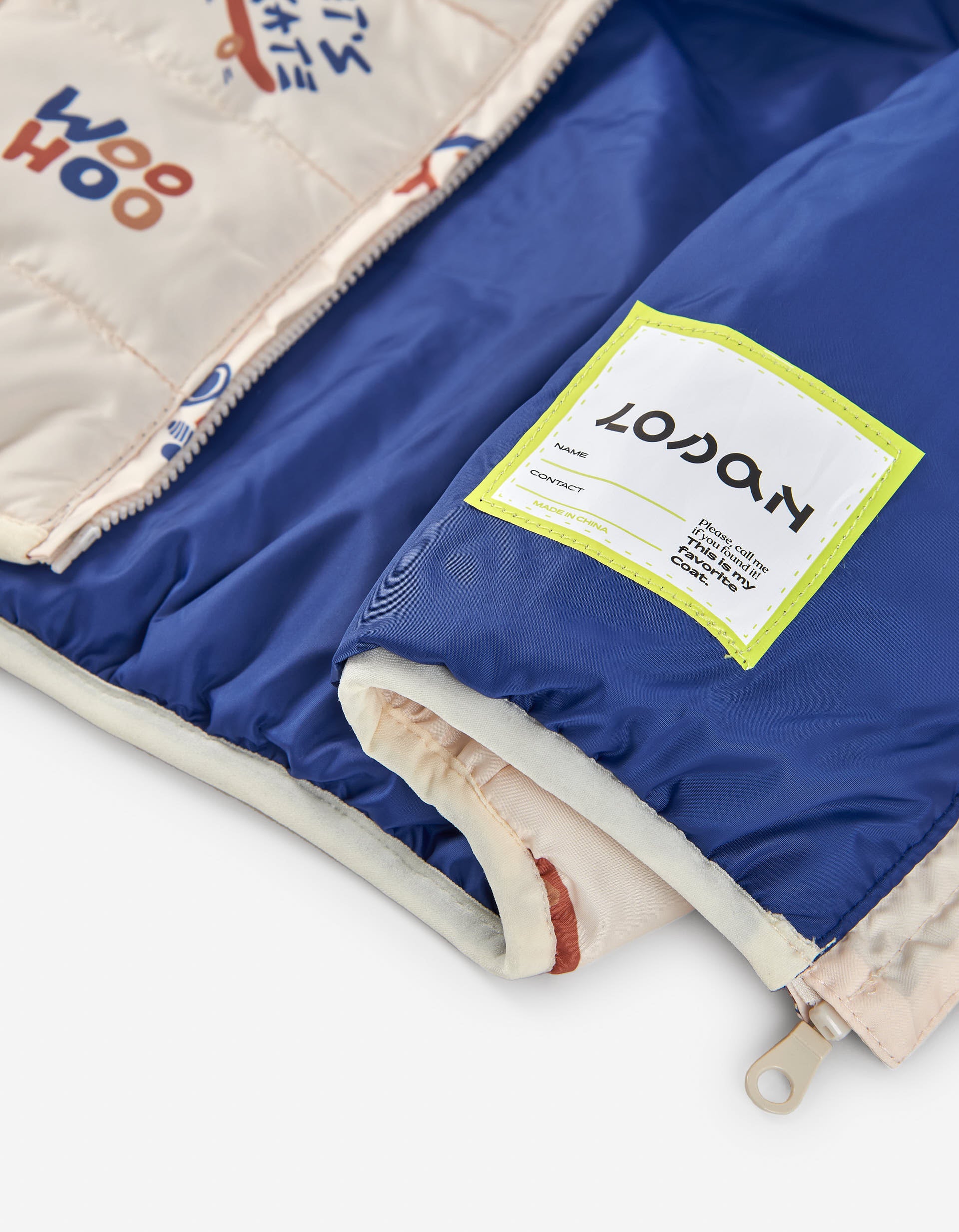 Hooded puffer jacket with skateboard motif for baby boys, white