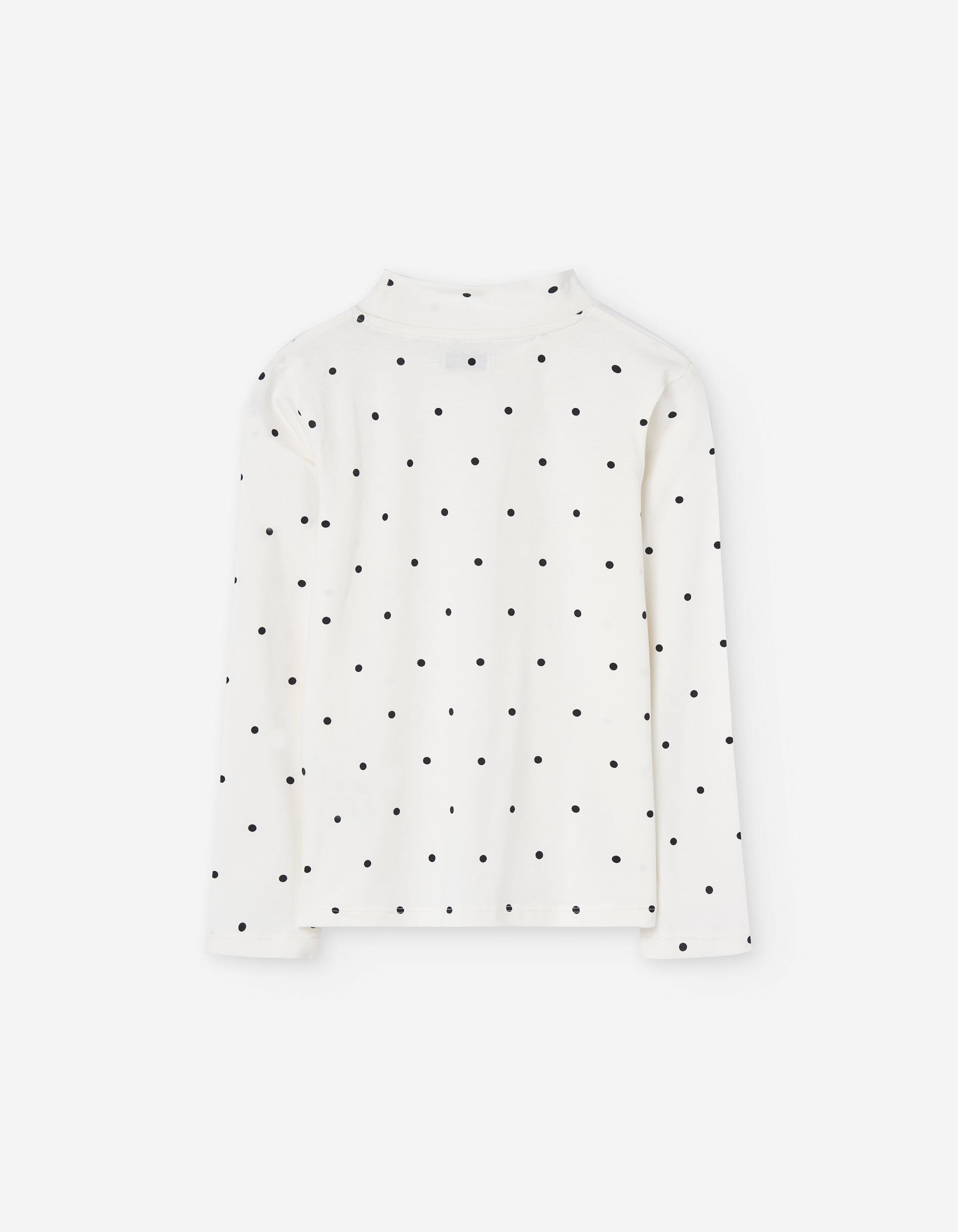 Long sleeve turtleneck T-shirt with polka dots for girls, white