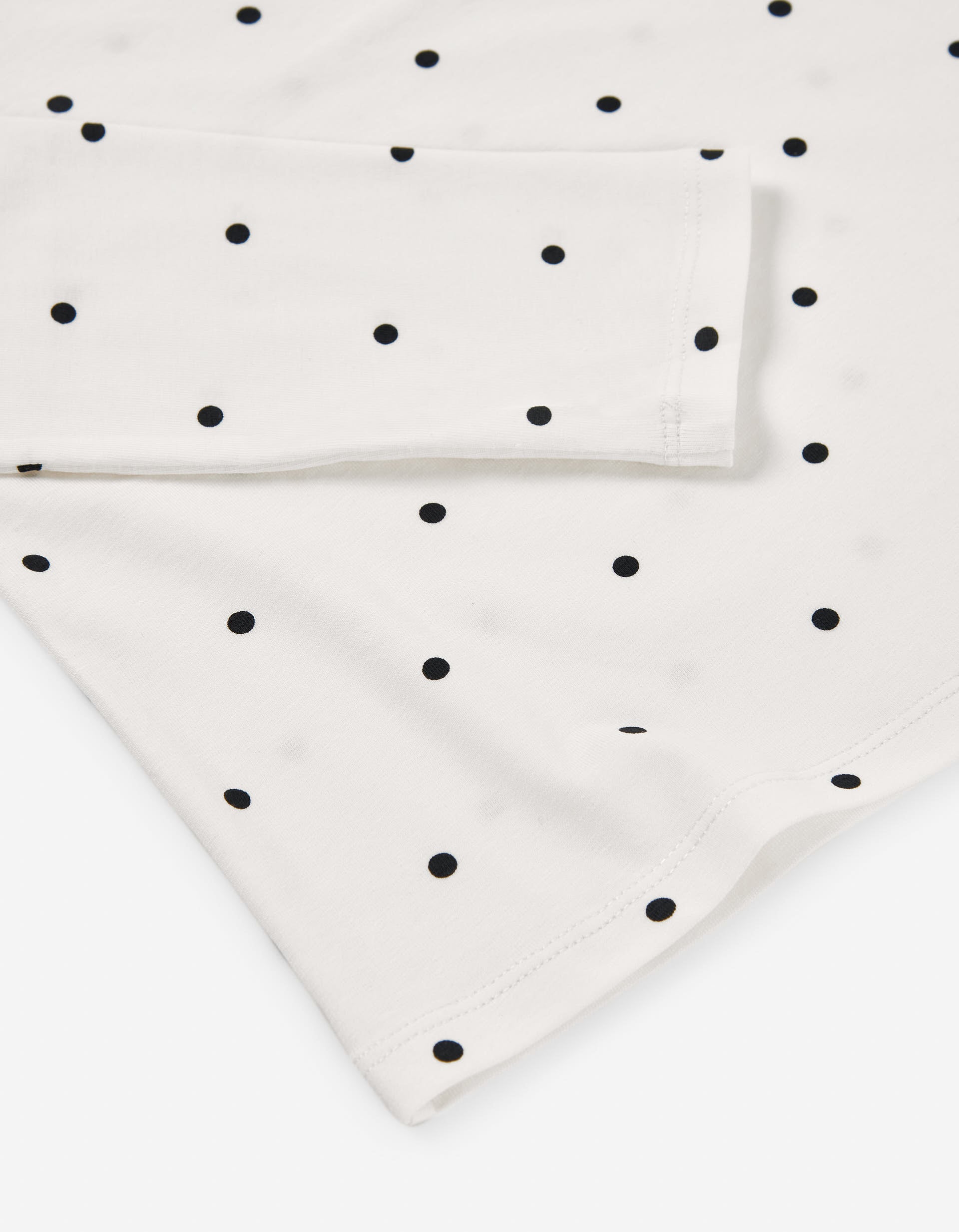 Long sleeve turtleneck T-shirt with polka dots for girls, white