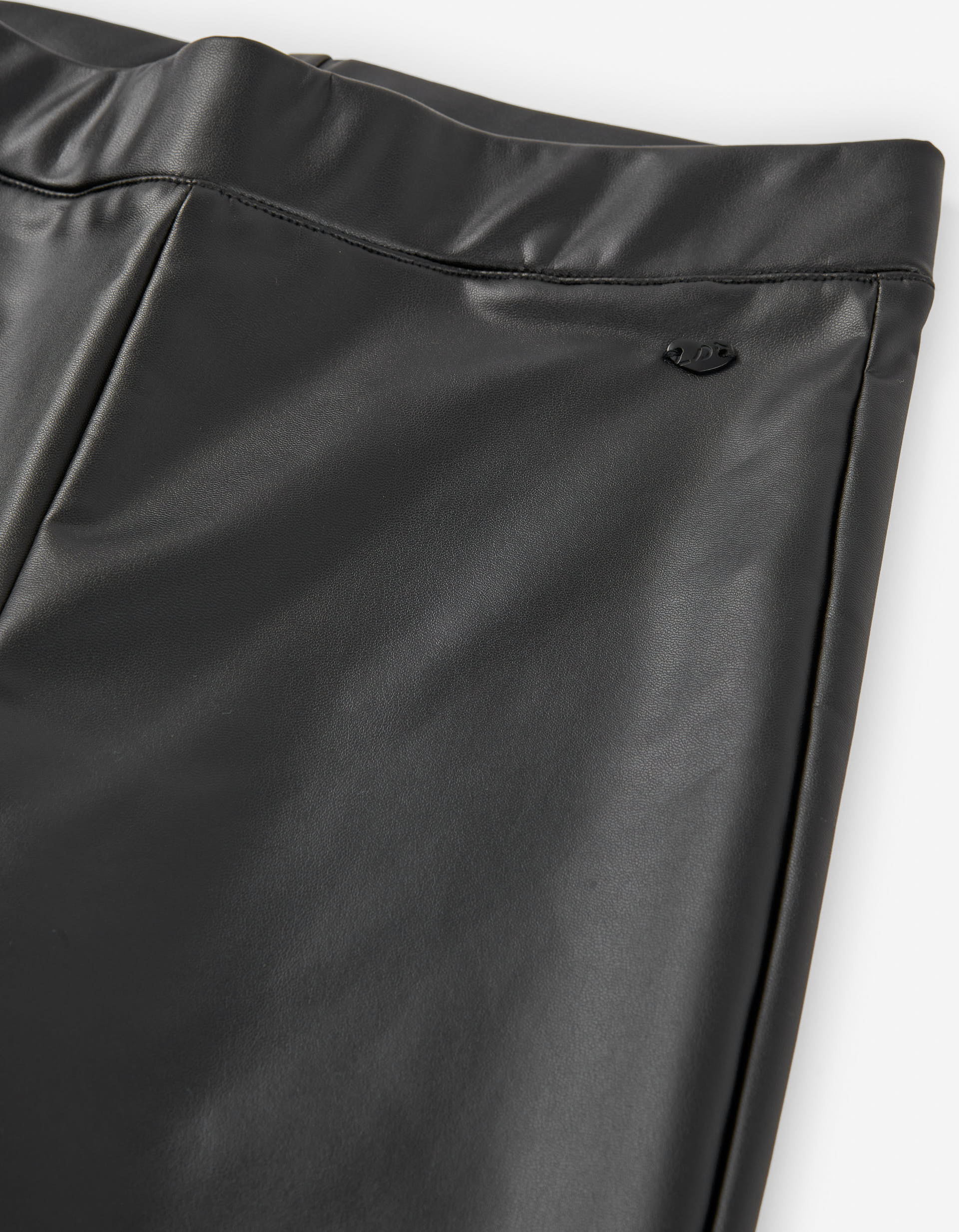 Leggings em couro sintético com forro cardado para menina, preto