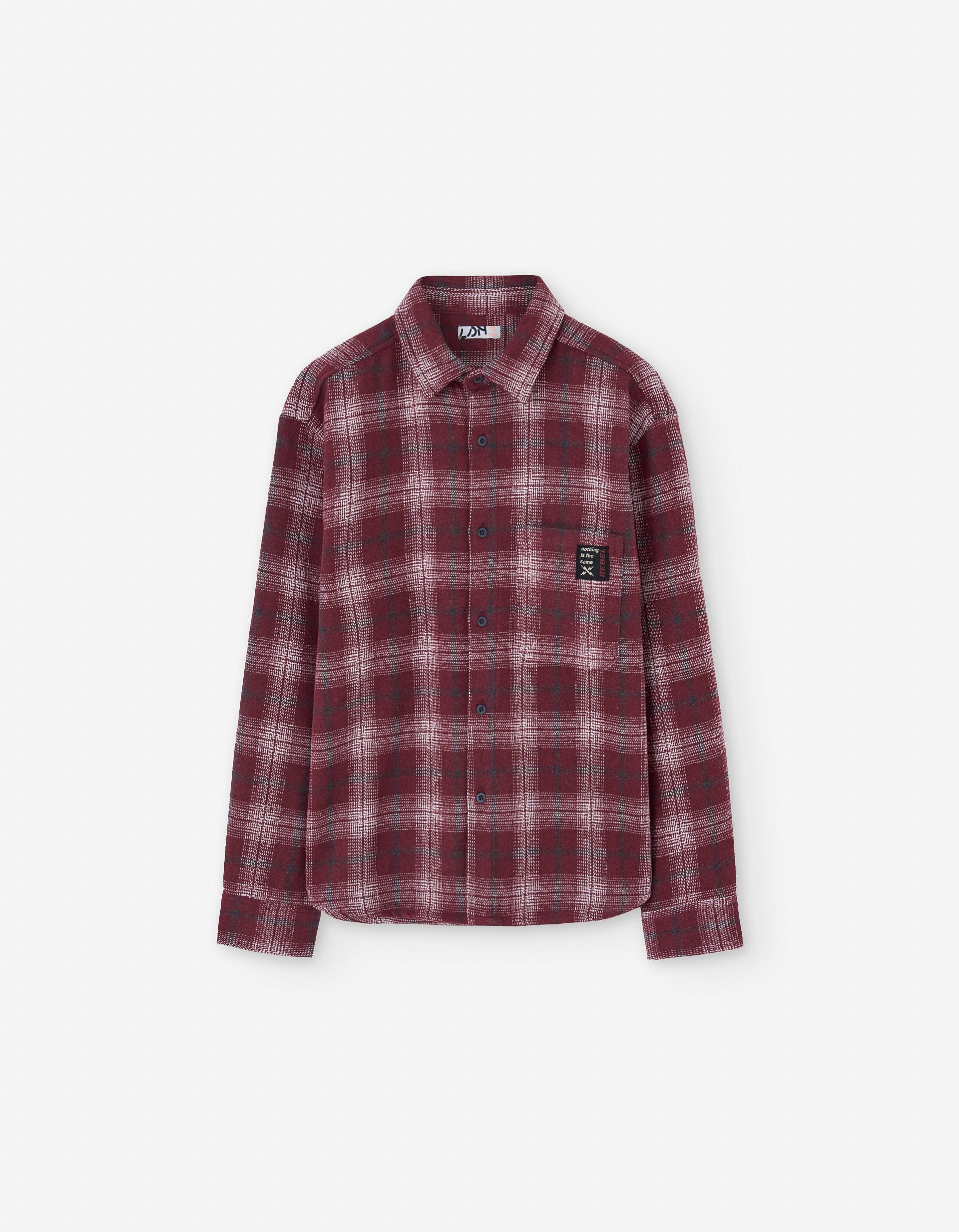 Long sleeve brushed twill shirt with check pattern for boys, red