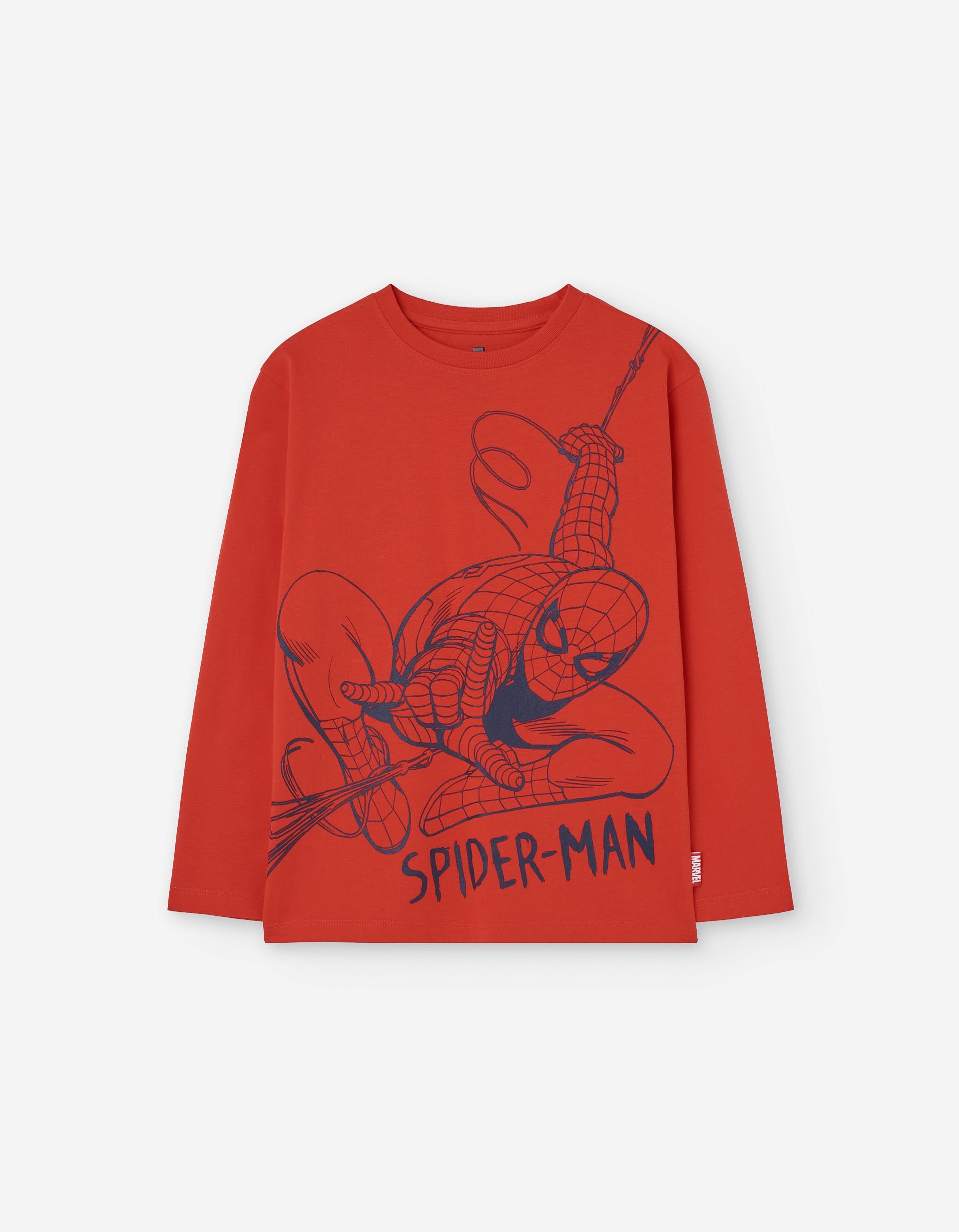 Long sleeve cotton T-shirt with Spider-Man print for boys, red