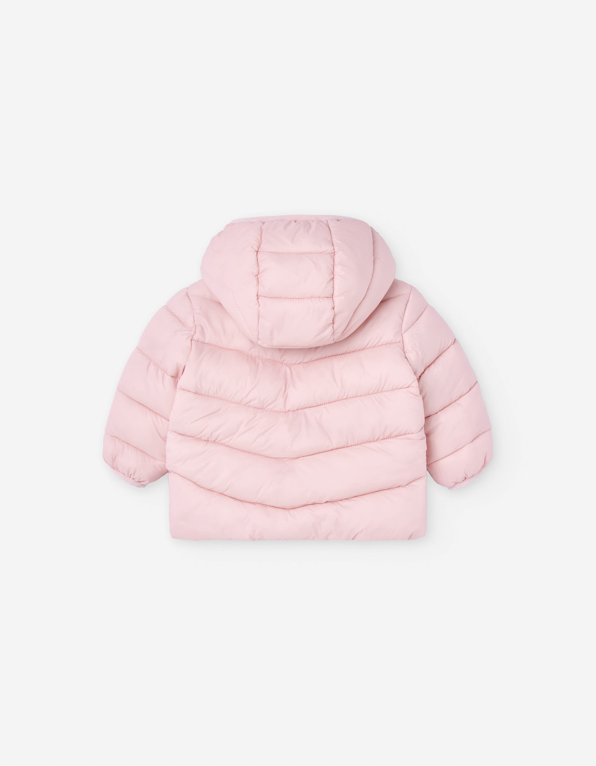 Hooded puffer jacket for baby girls, light pink