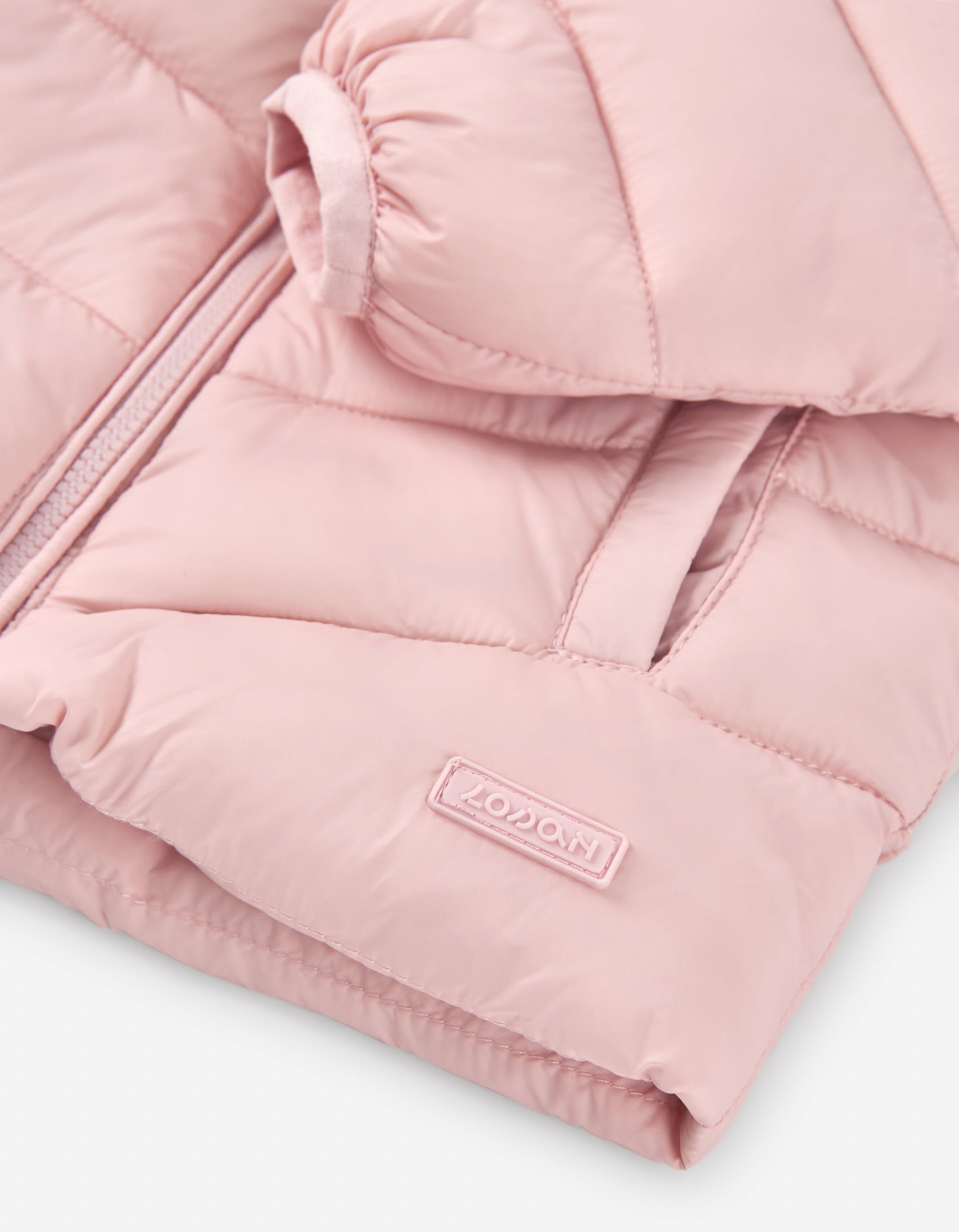 Hooded puffer jacket for baby girls, light pink