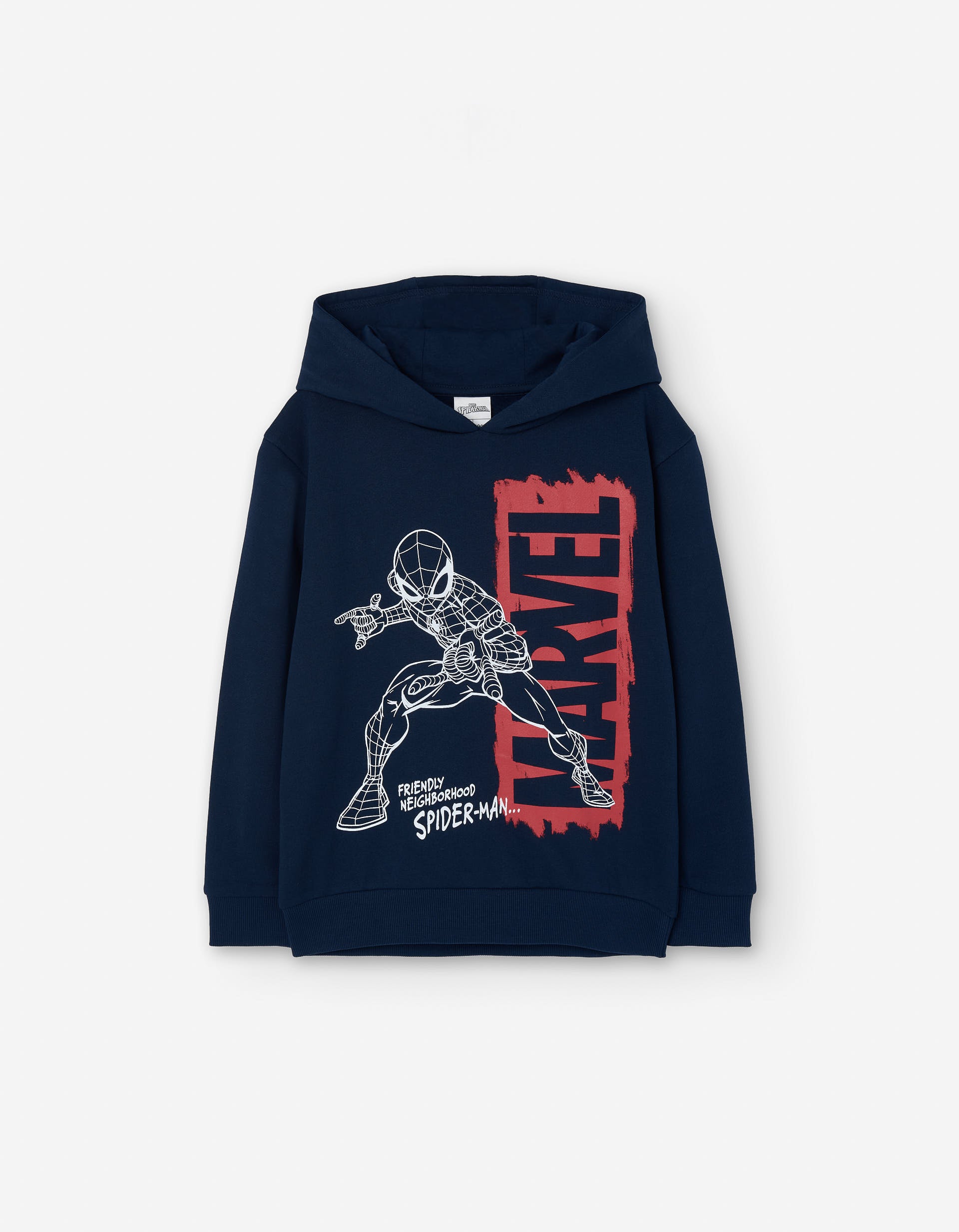 Hooded brushed sweatshirt with Spider-Man print for boys, dark blue