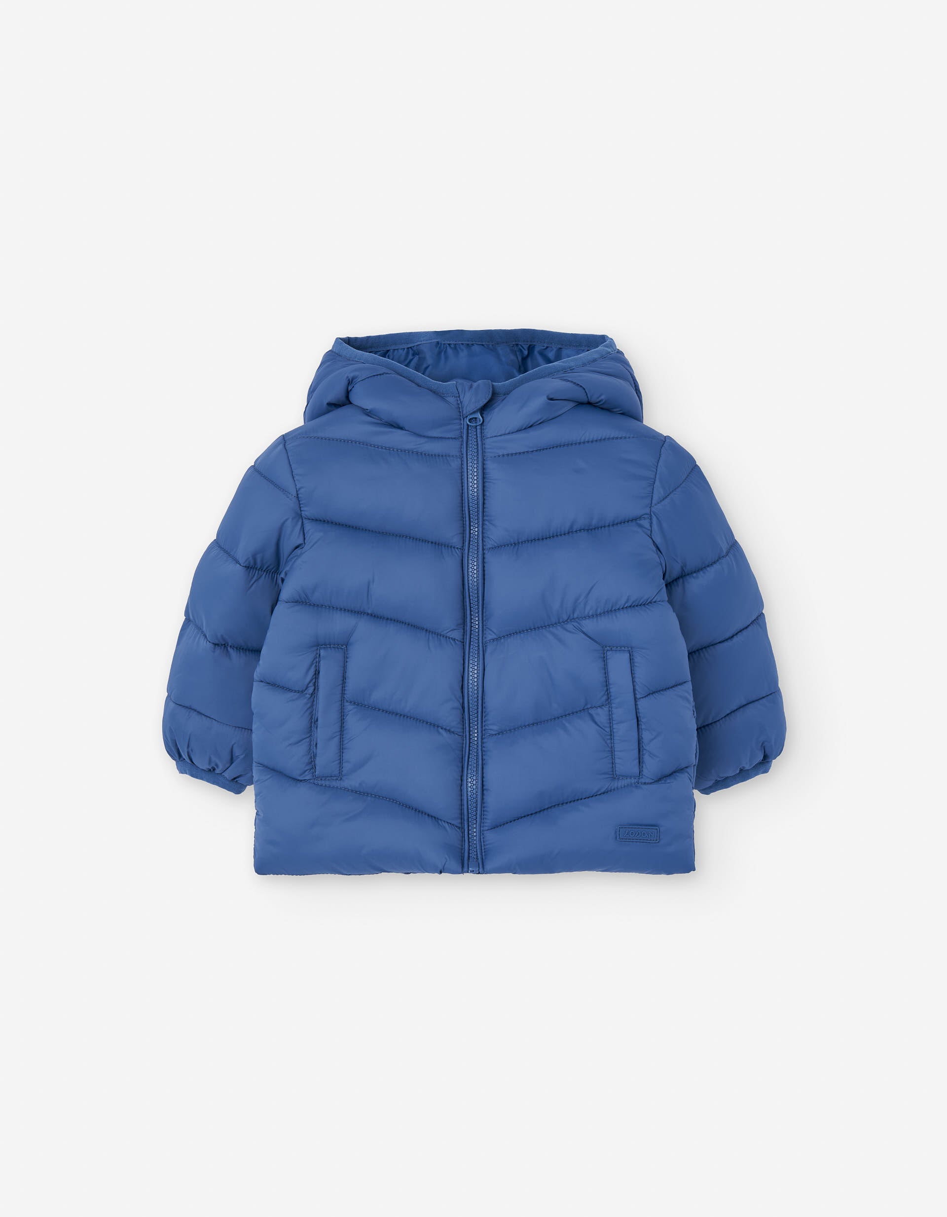 Hooded puffer jacket for baby boys, blue