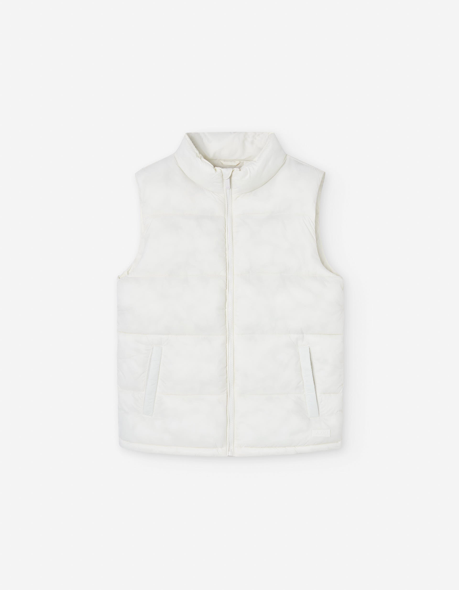 Nylon padded vest with pockets for girls, white