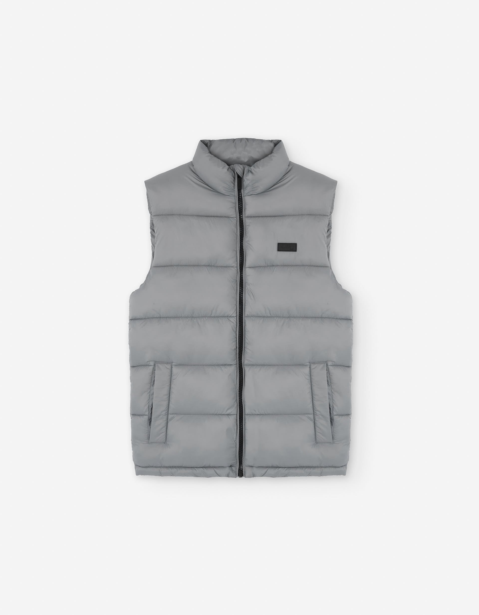 Nylon padded vest with pockets for boys, grey