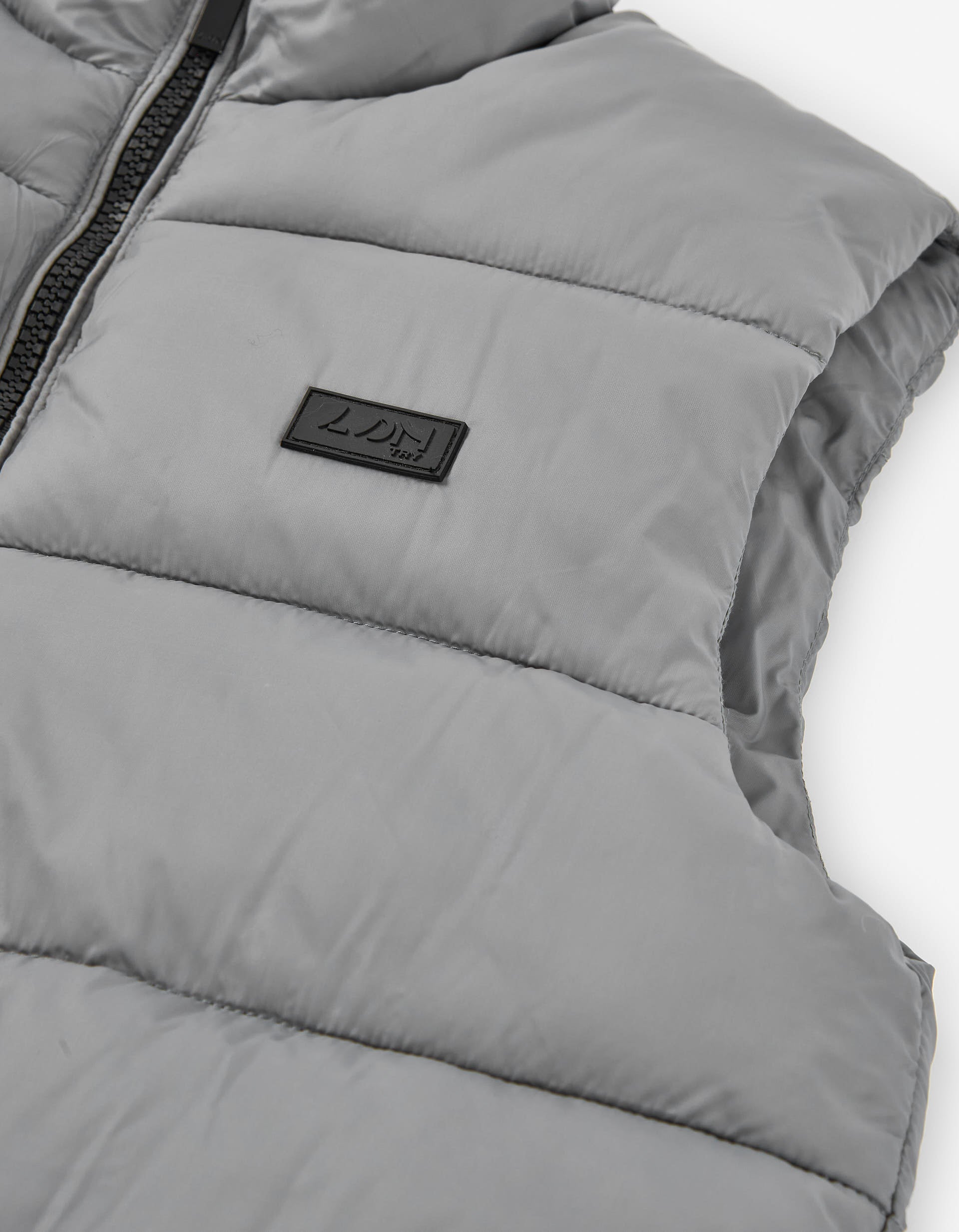 Nylon padded vest with pockets for boys, grey