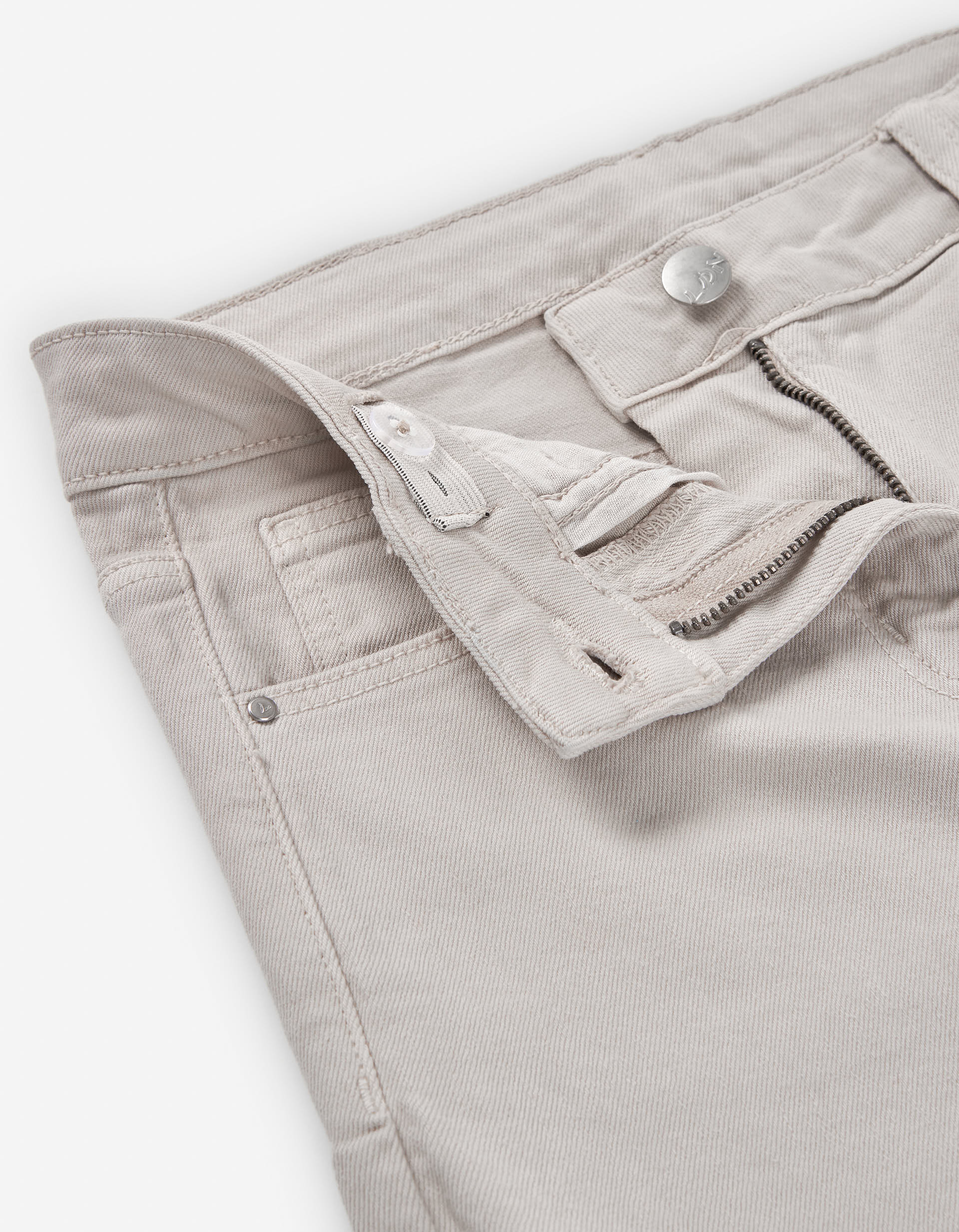 Flared twill trousers with five pockets for girls, light beige