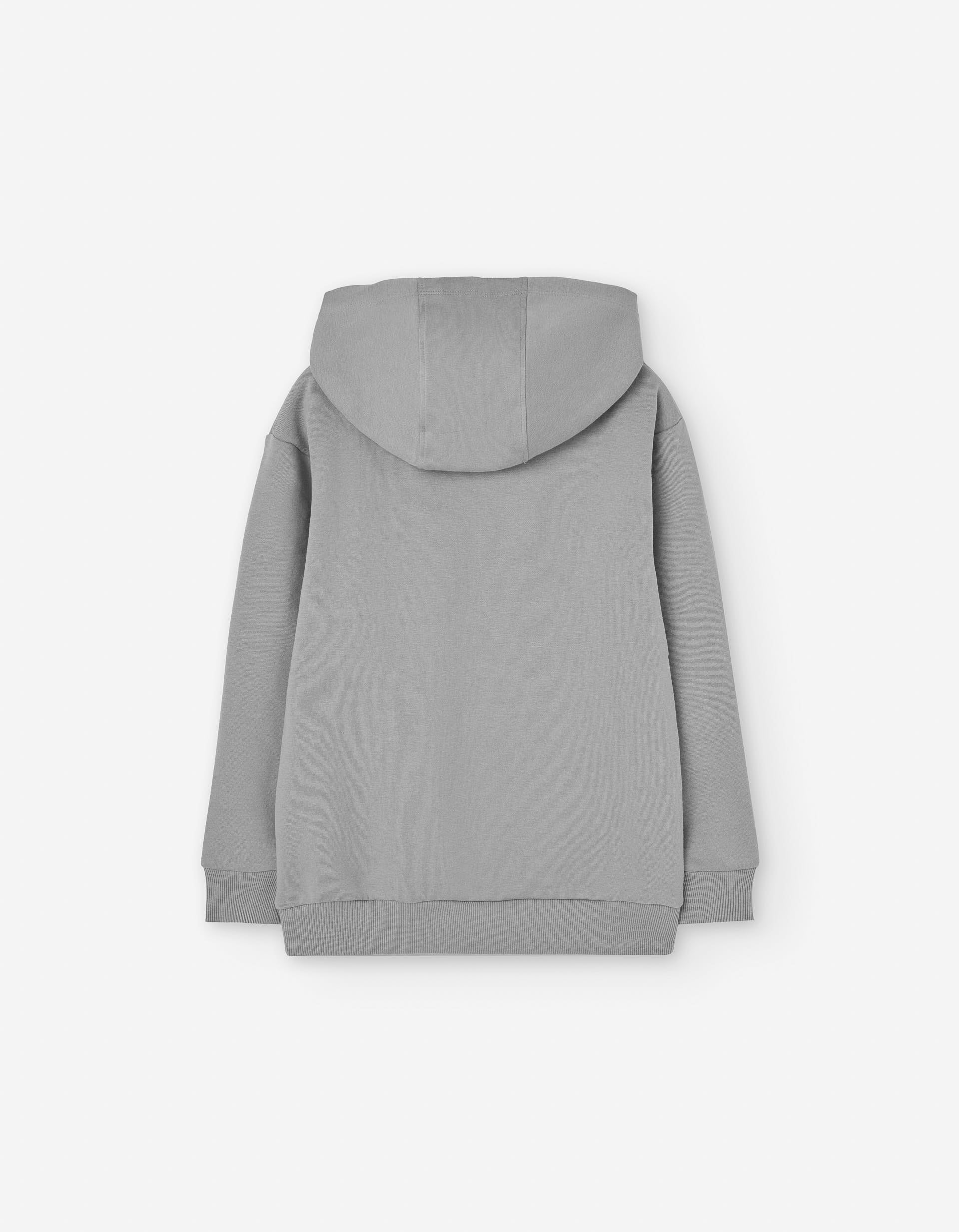 Hooded brushed sweatshirt with skateboarding print for boys, grey