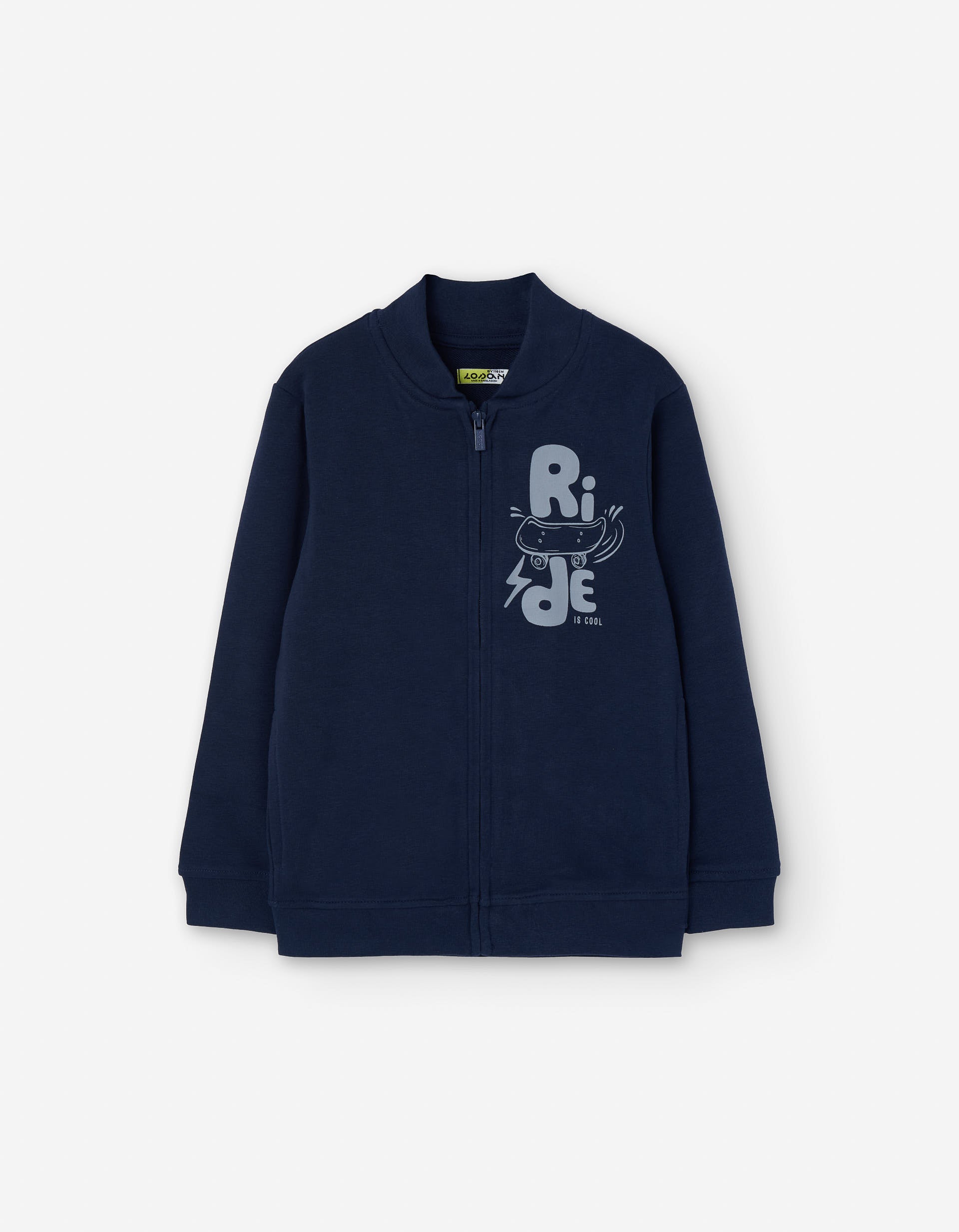 Jacket with skate chest print for boys, dark blue