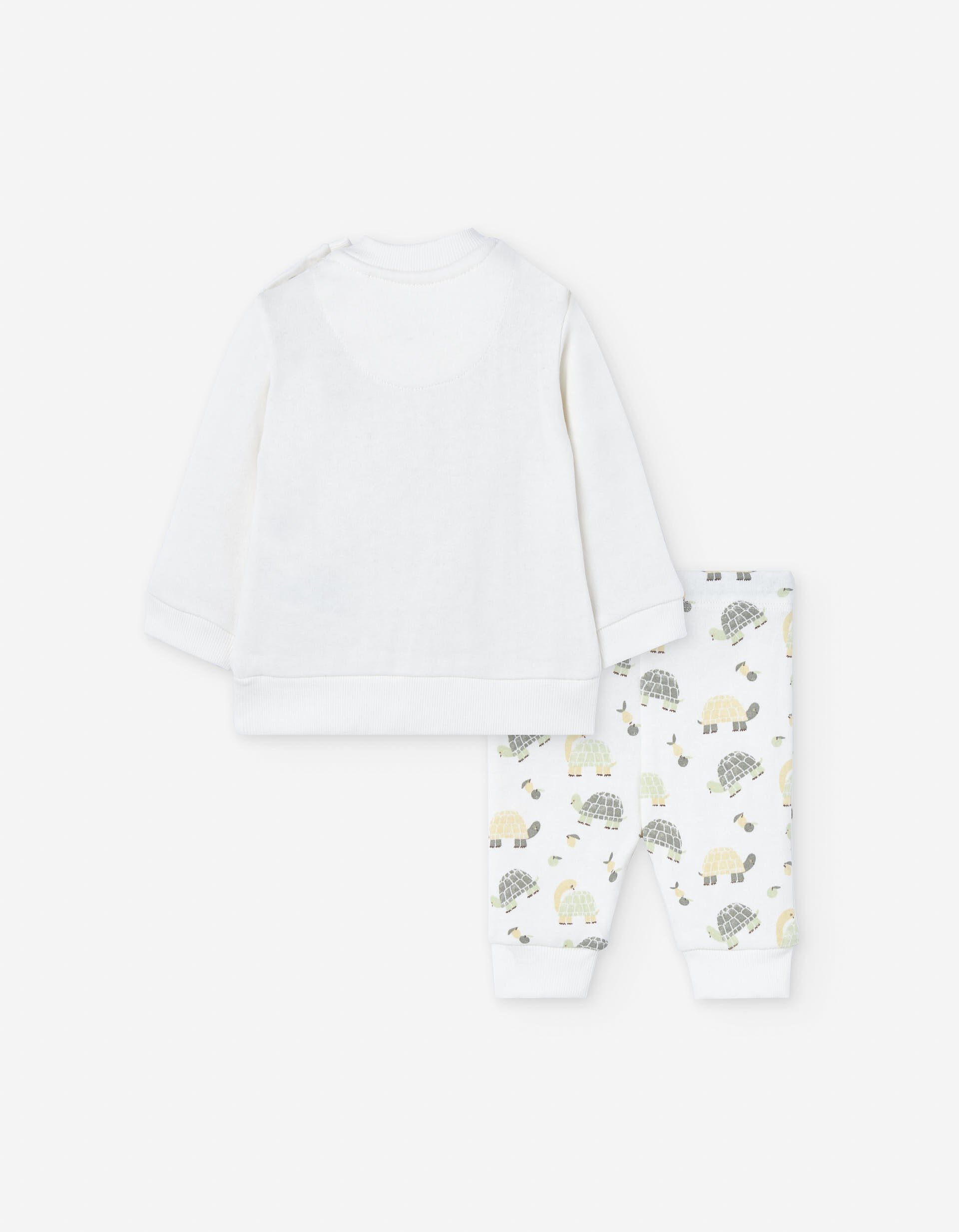 Brushed cotton set with motif for newborn boys, white