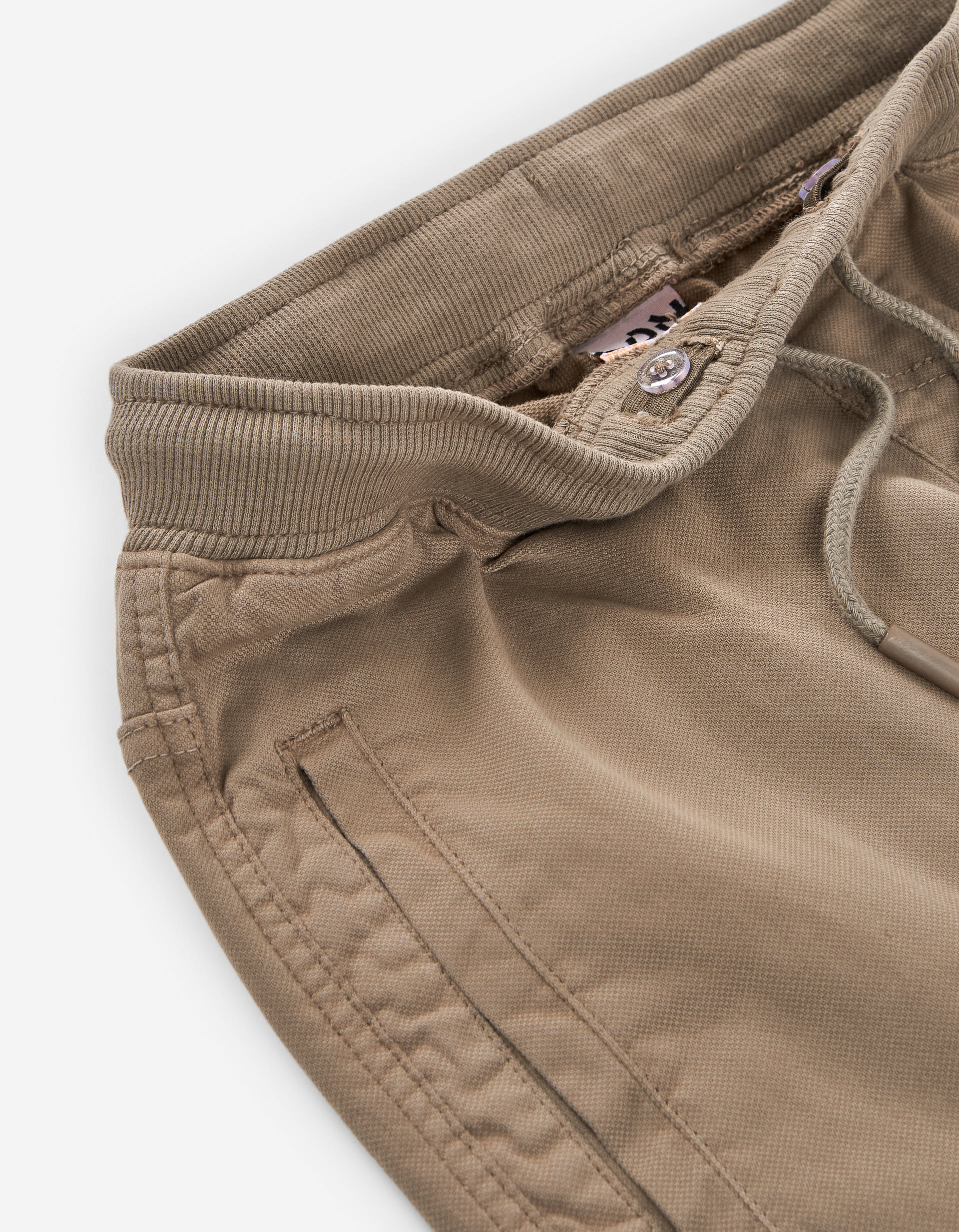 Calças joggers de algodão com bolsos cargo para menino, castanho