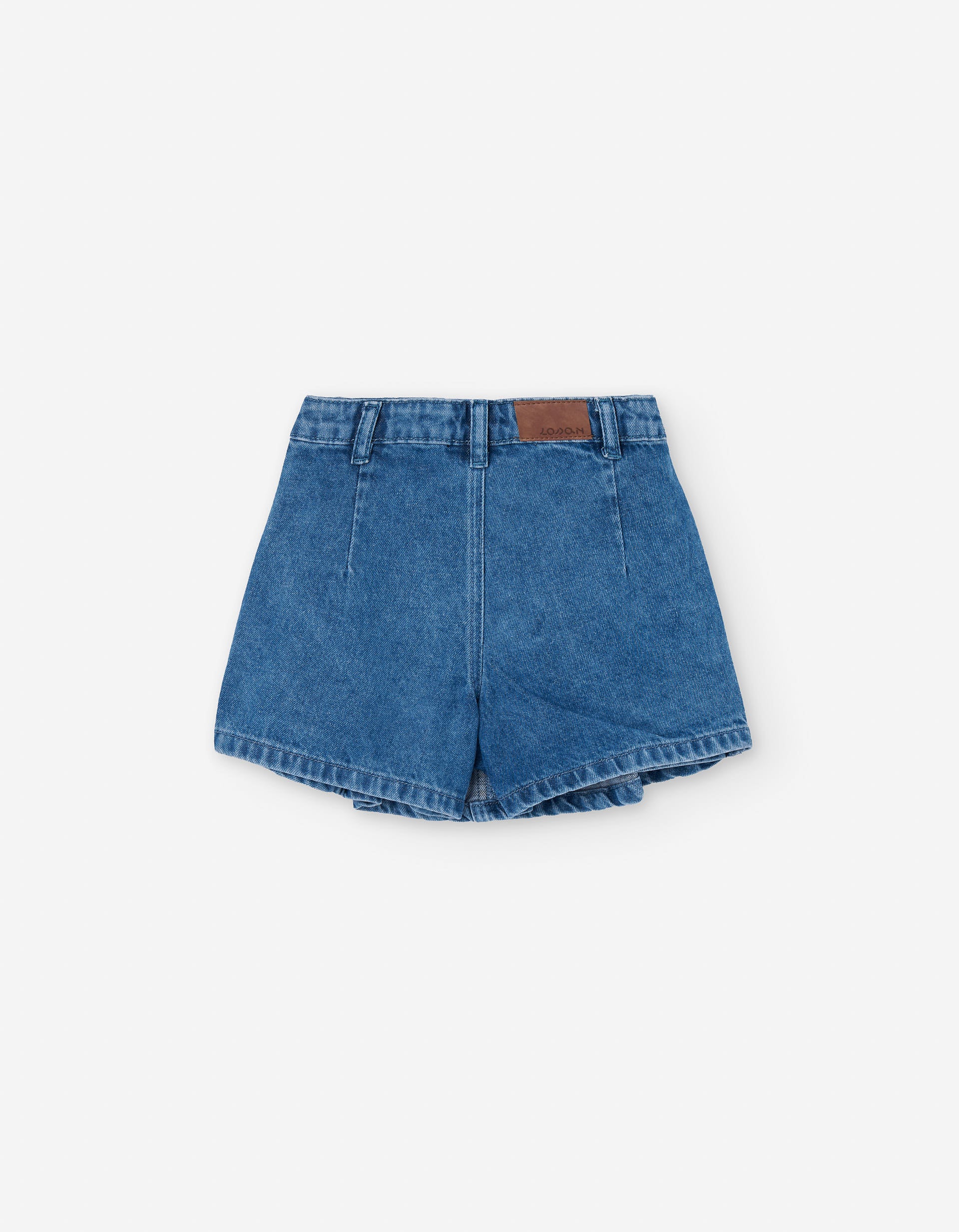 Cotton denim skort with pleats for girls, blue