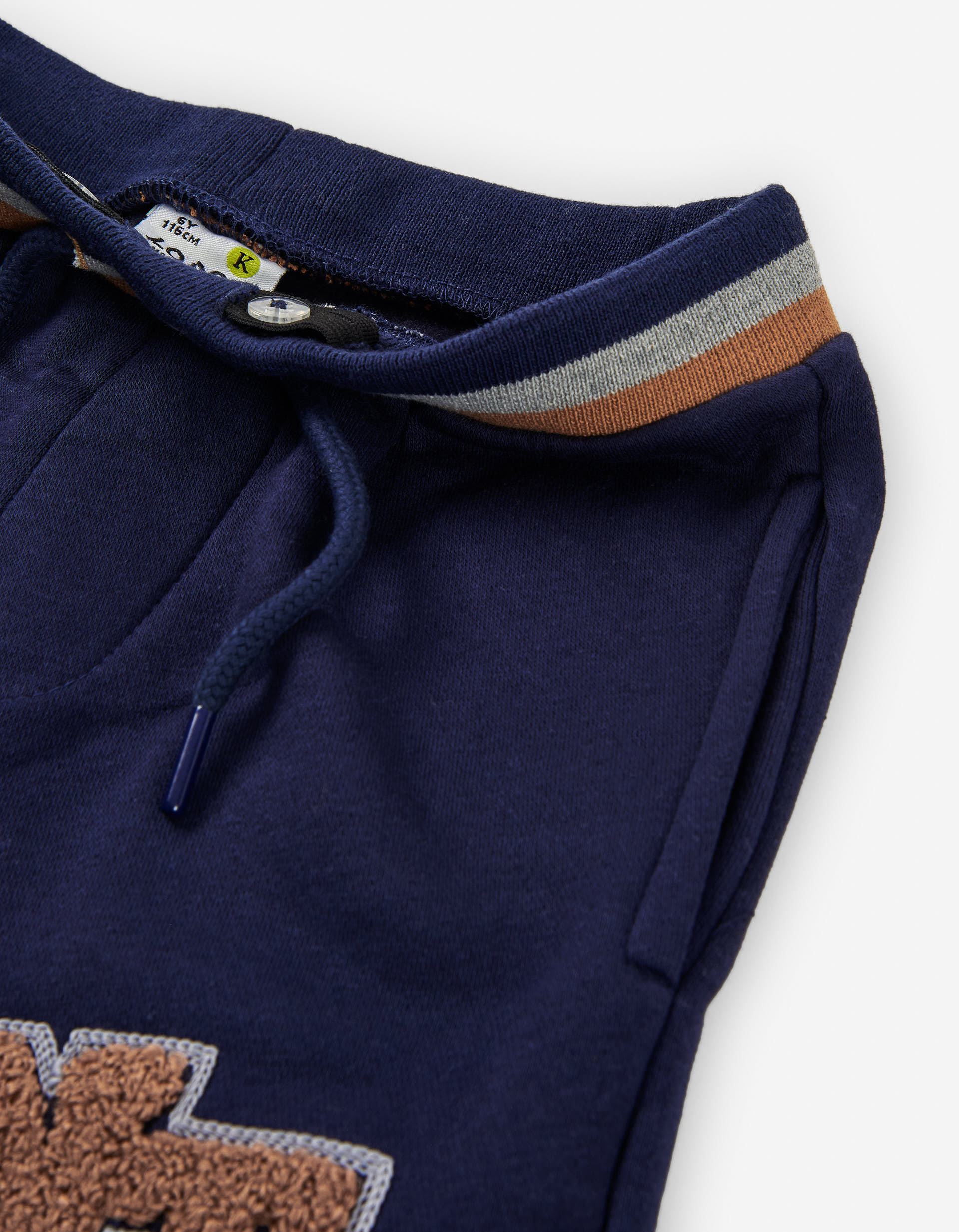 Brushed joggers with bouclé embroidery for boys, dark blue